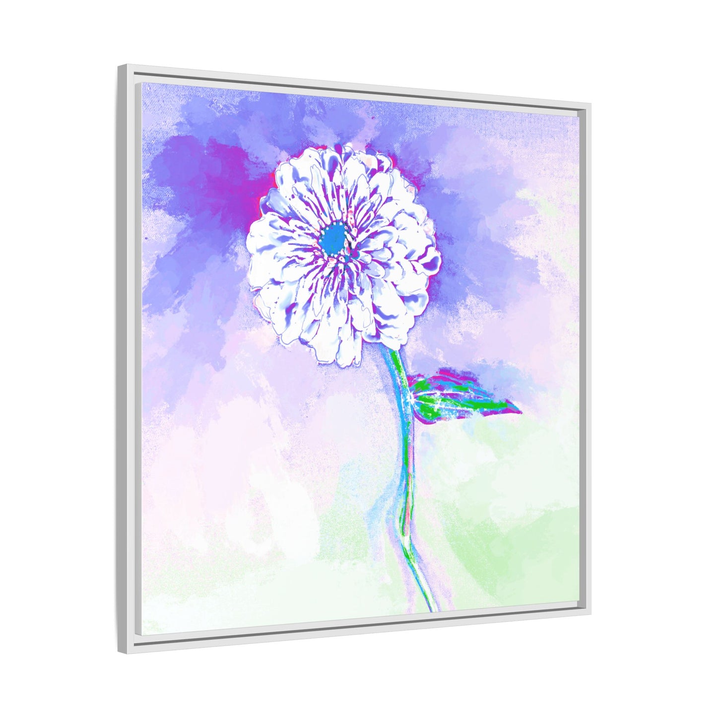 Zinnia Color Splash Matte Canvas Purple Framed