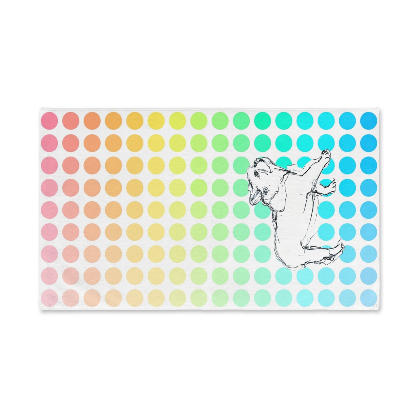 Dogi Fun Hand Towel, French Bulldog with Multi-Color Polka Dots