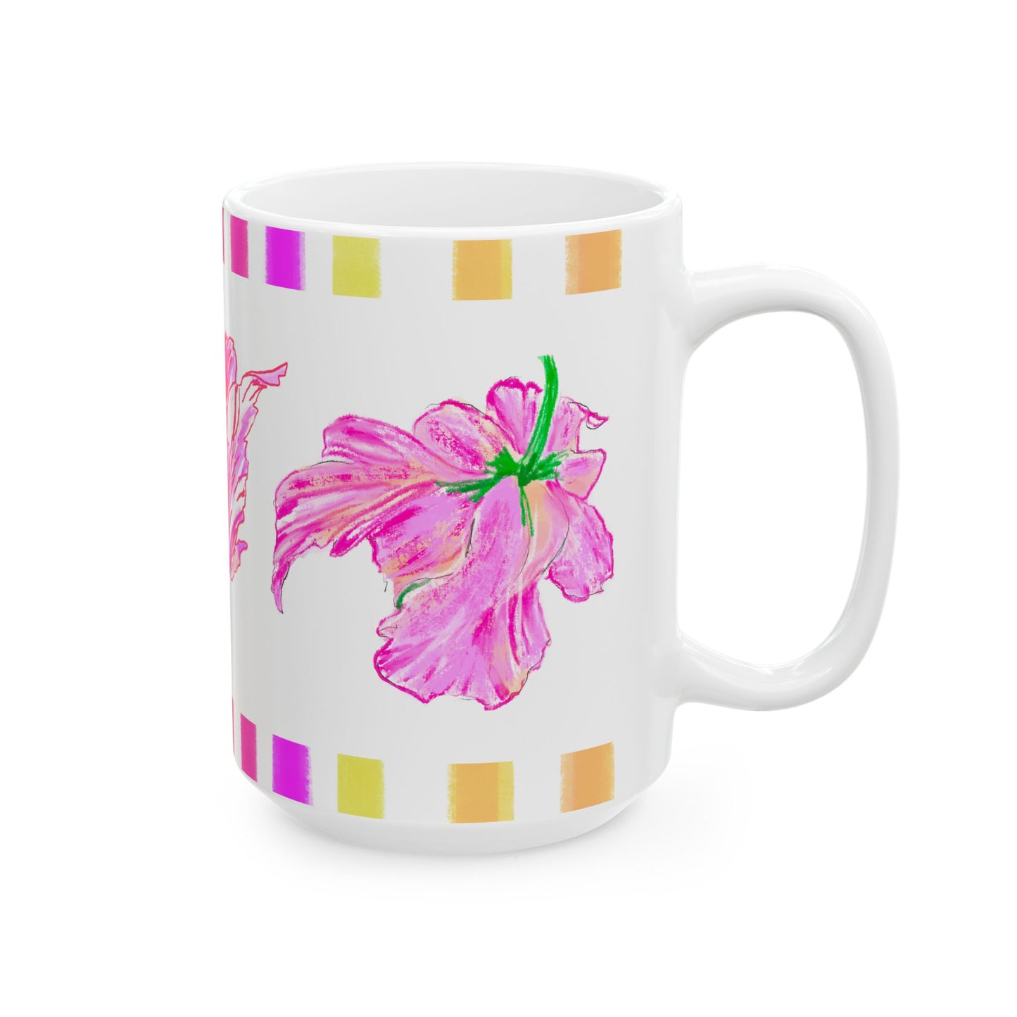 Tulip Love Ceramic Mug, (11oz, 15oz) Lilac, Aqua