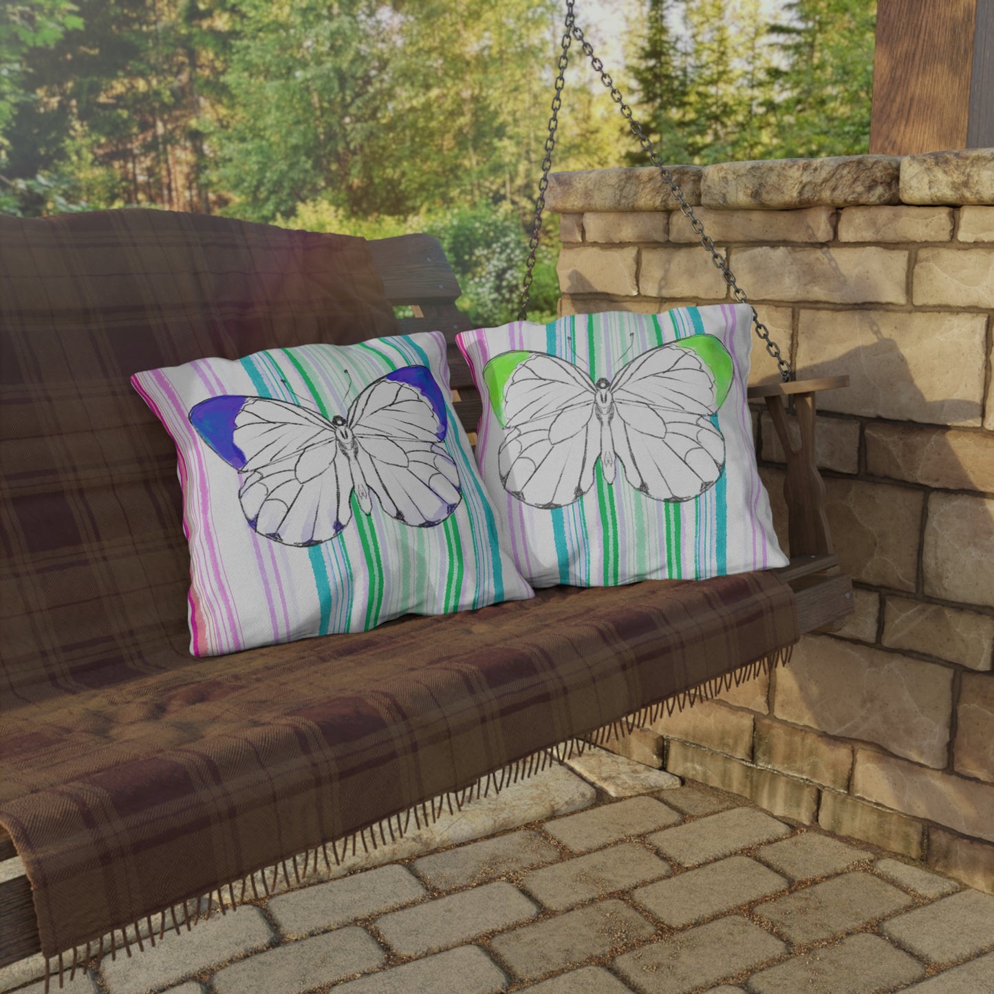 Pillows Outdoor Watercolor Butterfly Whimsy