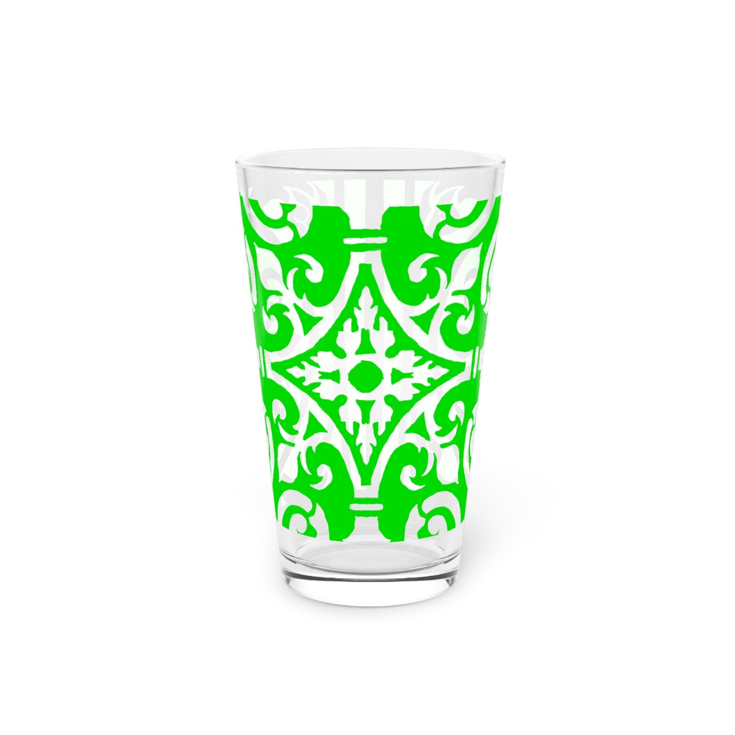 Scrollwork Pint Glass Green