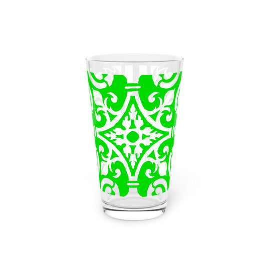 Scrollwork Pint Glass Green