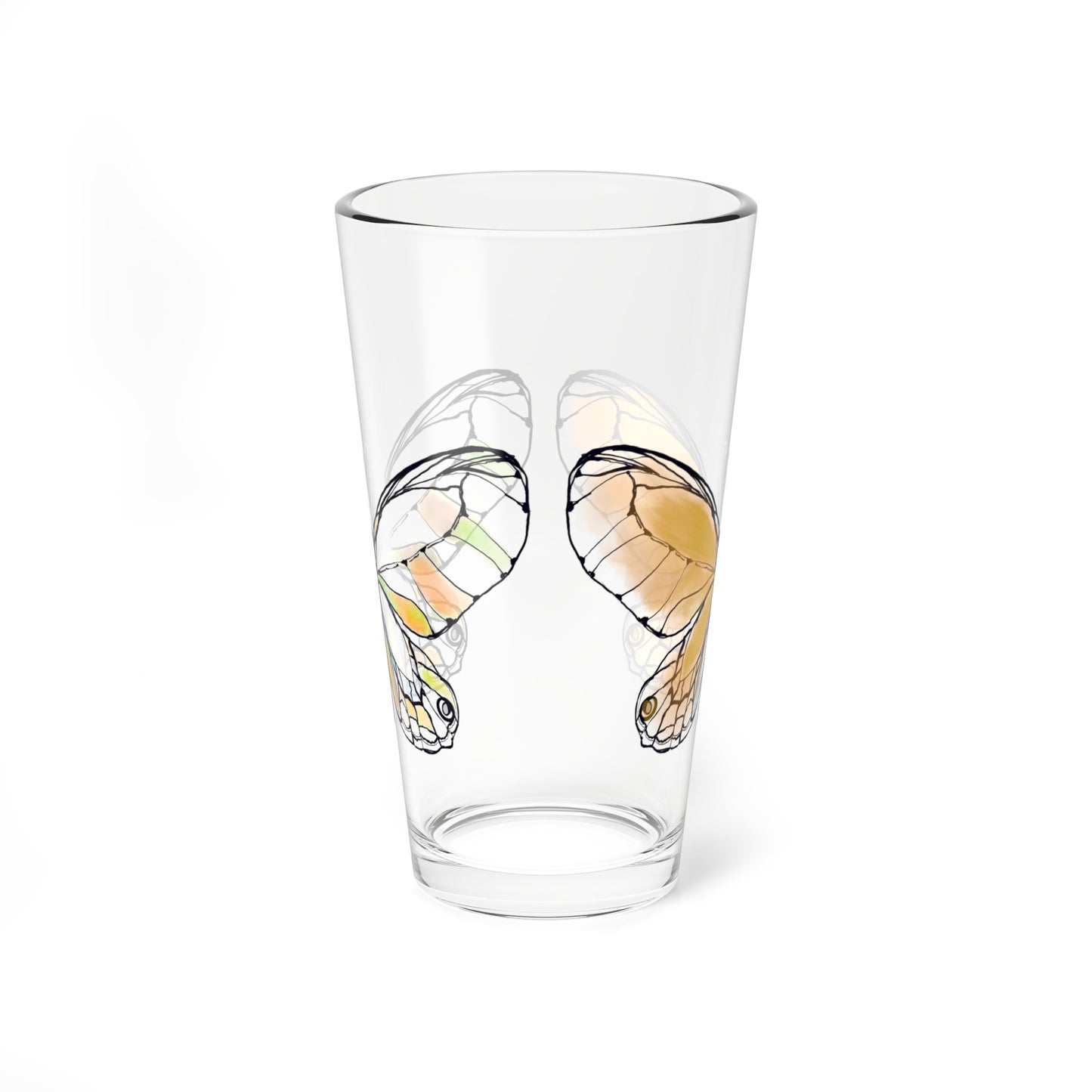 Mixing Glass, 16oz Butterfly Colorful Watercolor