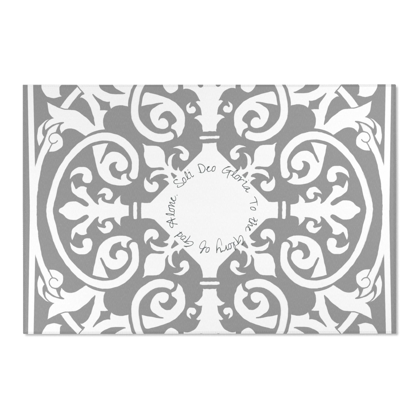 Scrollwork Indoor/Outdoor Rug Gray " Soli Deo Gloria..."