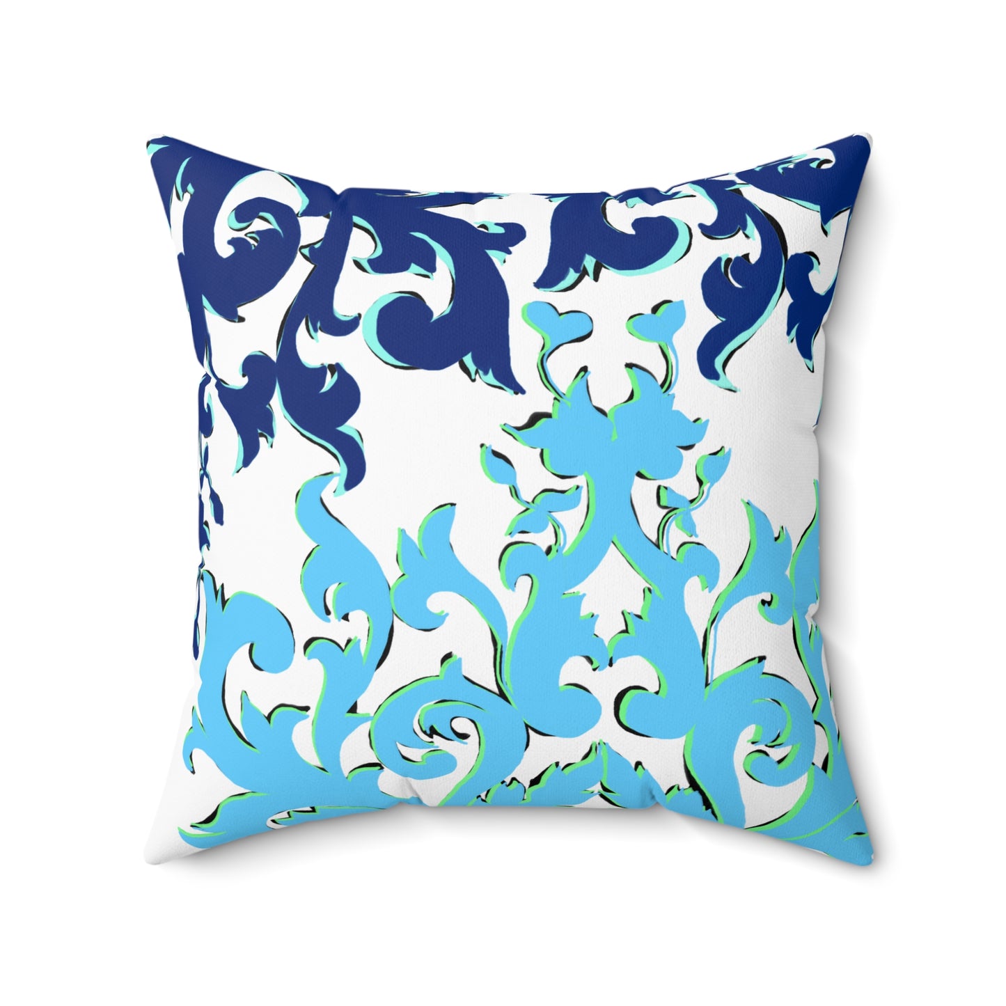 Scrollwork Polyester Square Pillow "Be Joyful..."