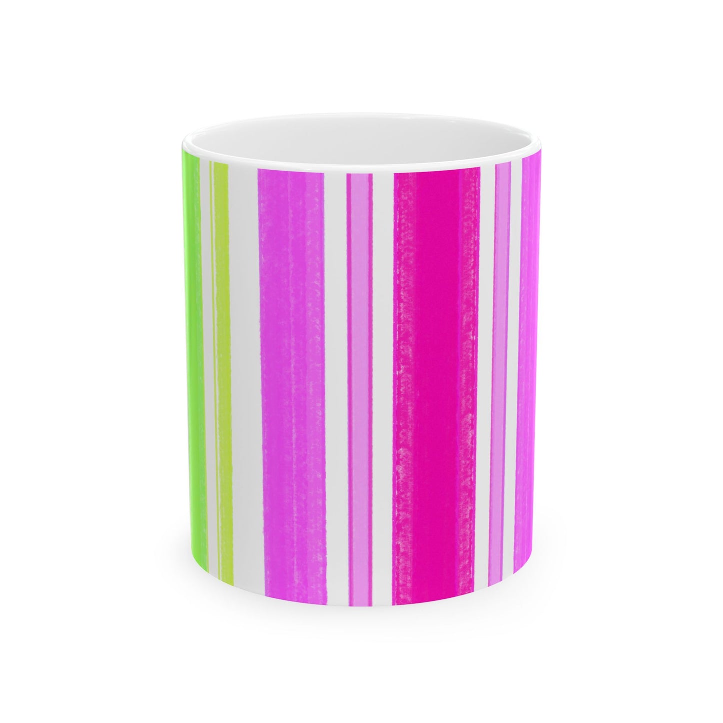 Butterfly Flutterstripe Ceramic Mug, Pink, Green, Aqua ( 2 sizes available 11oz and 15oz)