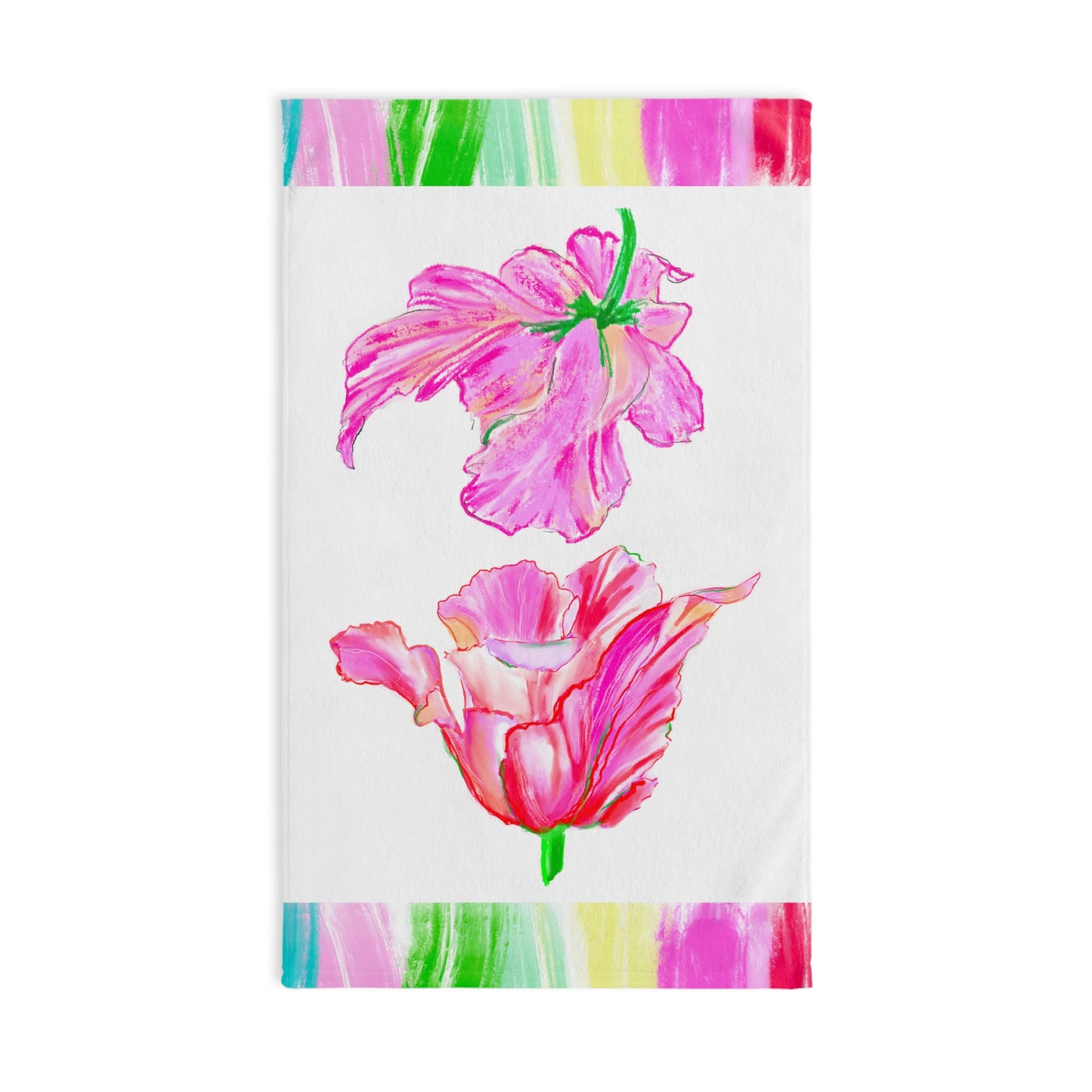 Dancing Tulips Hand Towel  Pinks