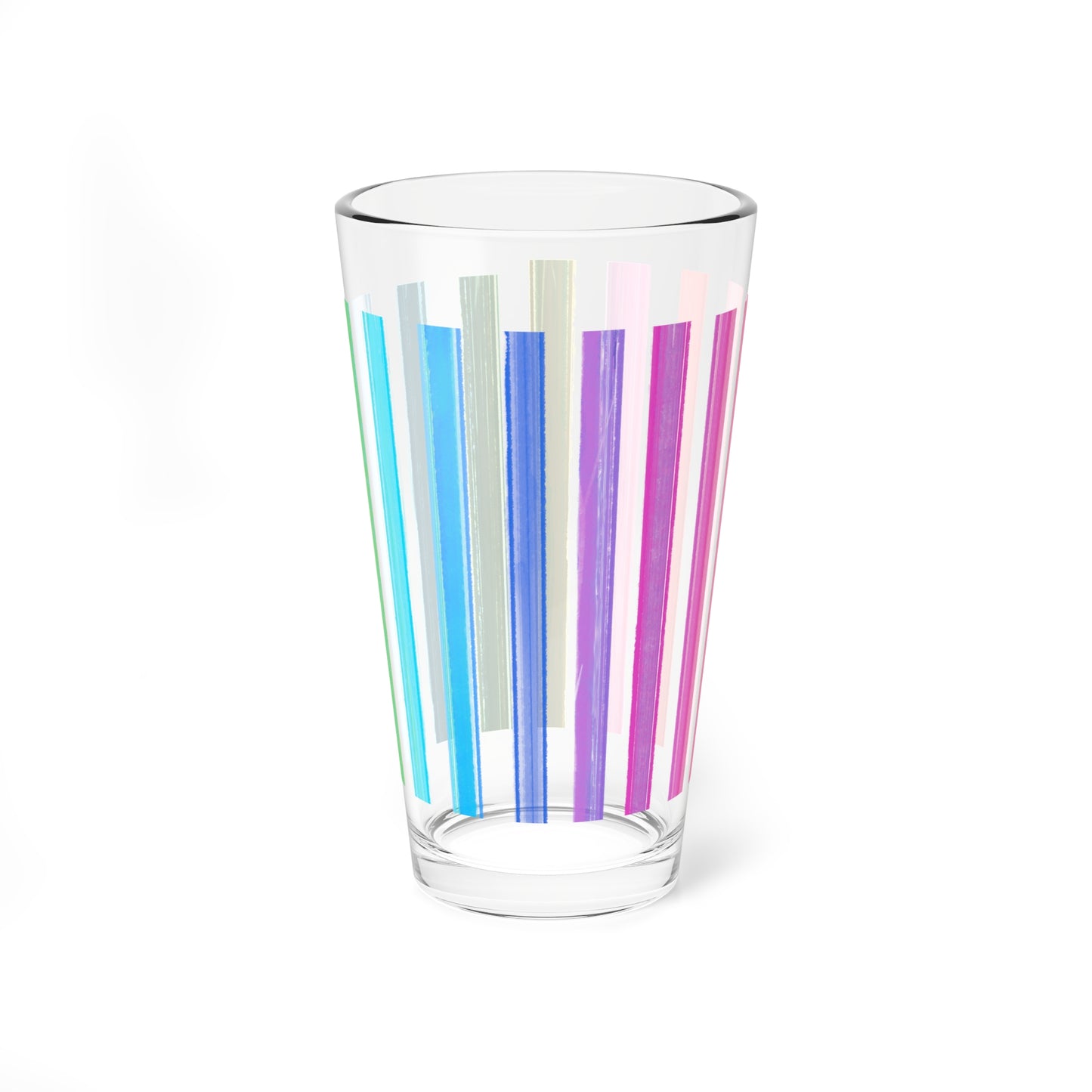 Pint Glass, 16oz Rainbow Stripe Party