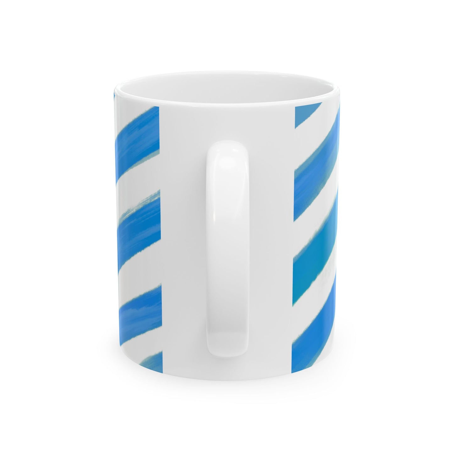 Diagonal Stripe Ceramic Mug in Sky Blue, 11oz