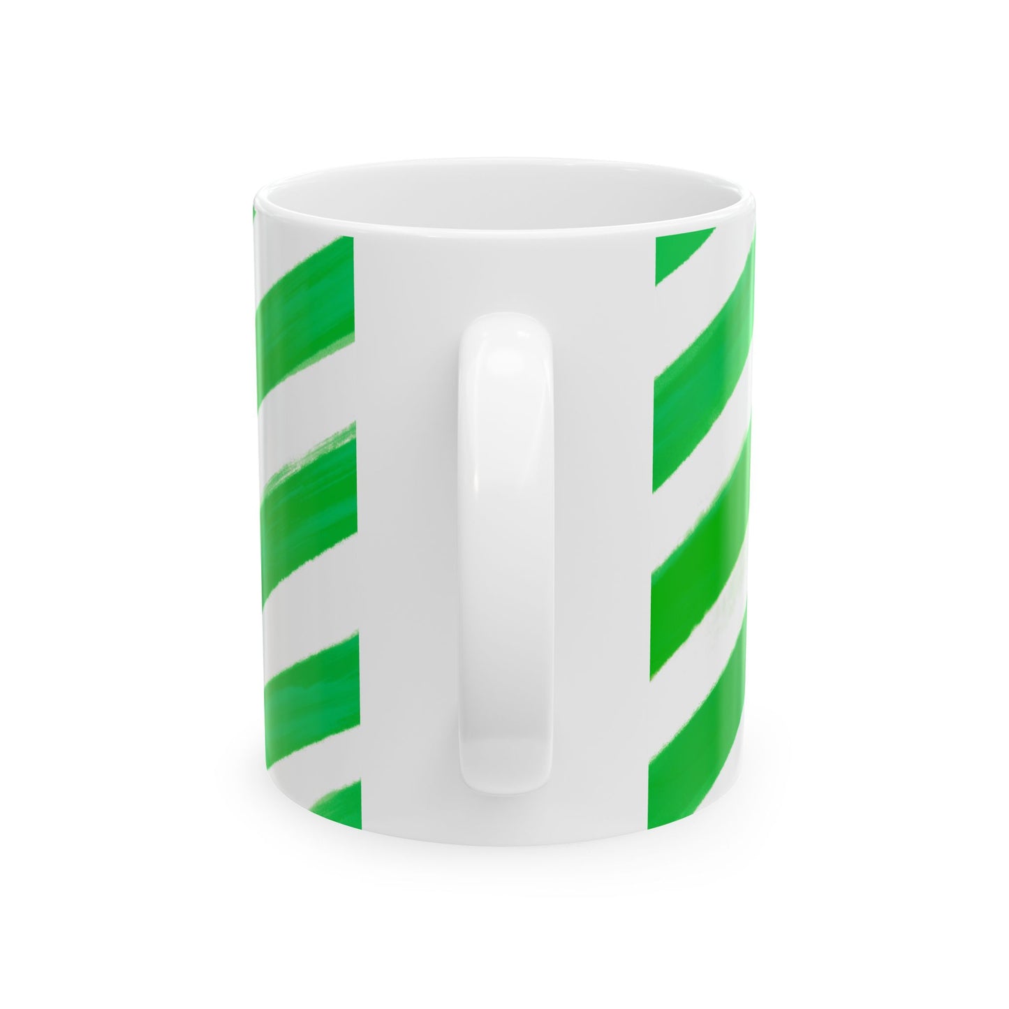 Diagonal Stripe Ceramic Mug in Commercial Green, 11oz