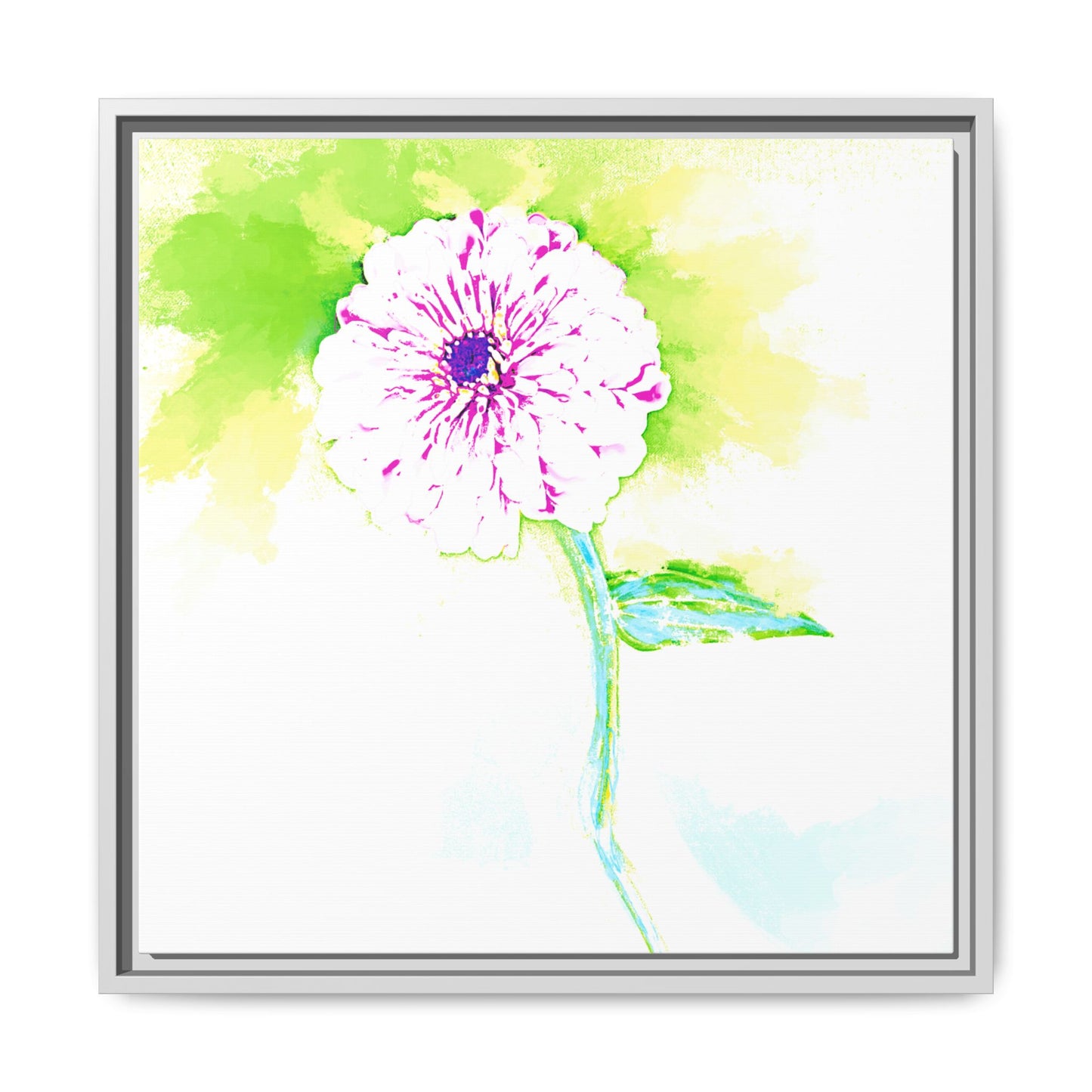 Zinnia Color Splash Matte Canvas Yellow Framed