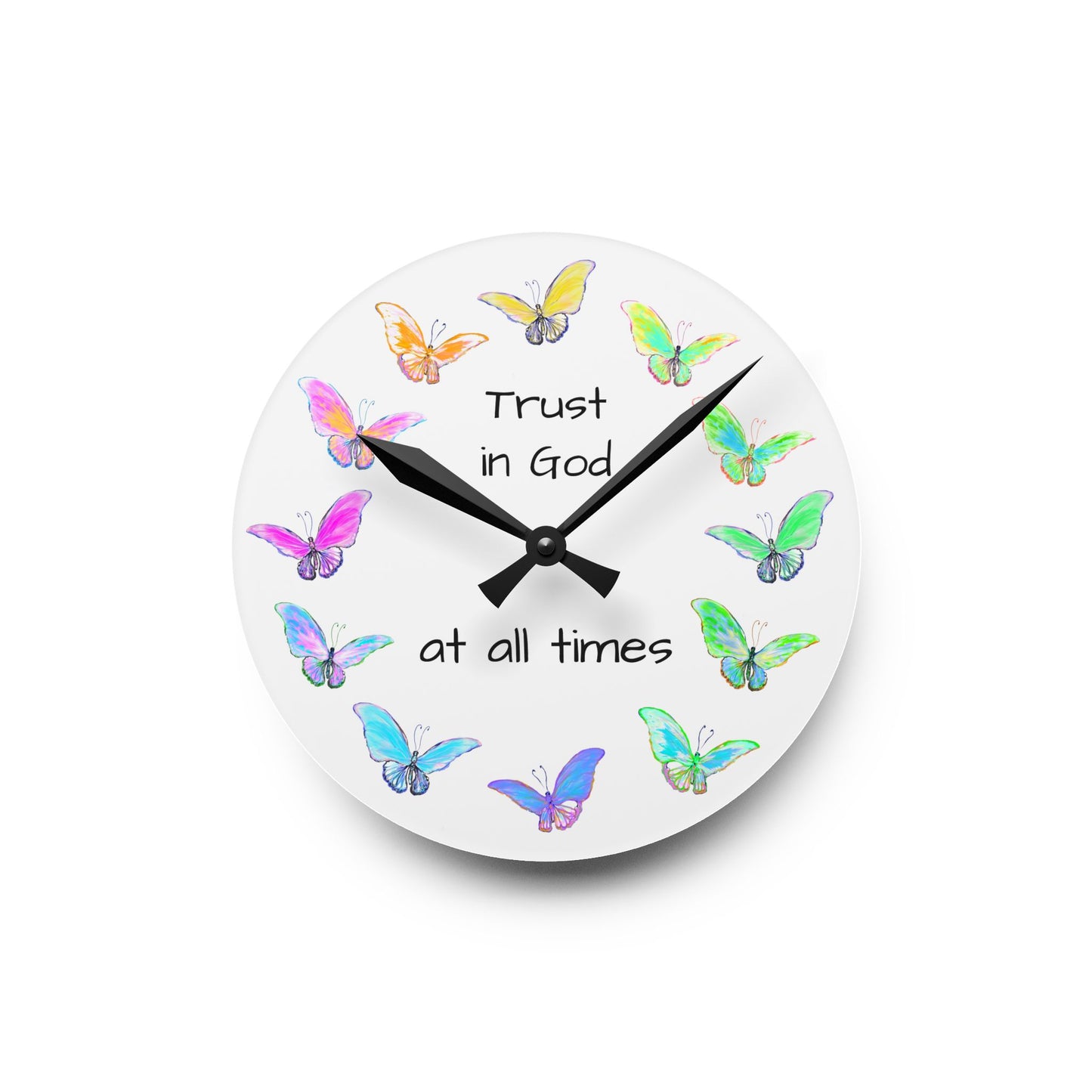 Blossom Glide Acrylic Wall Clock Trust God at all times