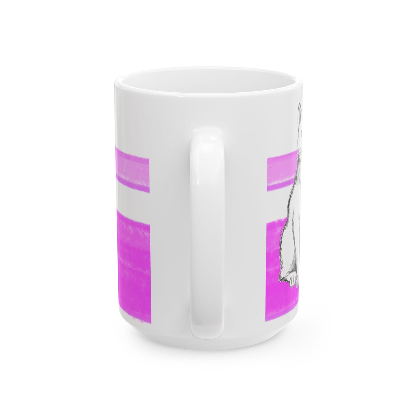 Mega Stripe Kitty Butterfly Flutter Ceramic Mug Purplish Pink