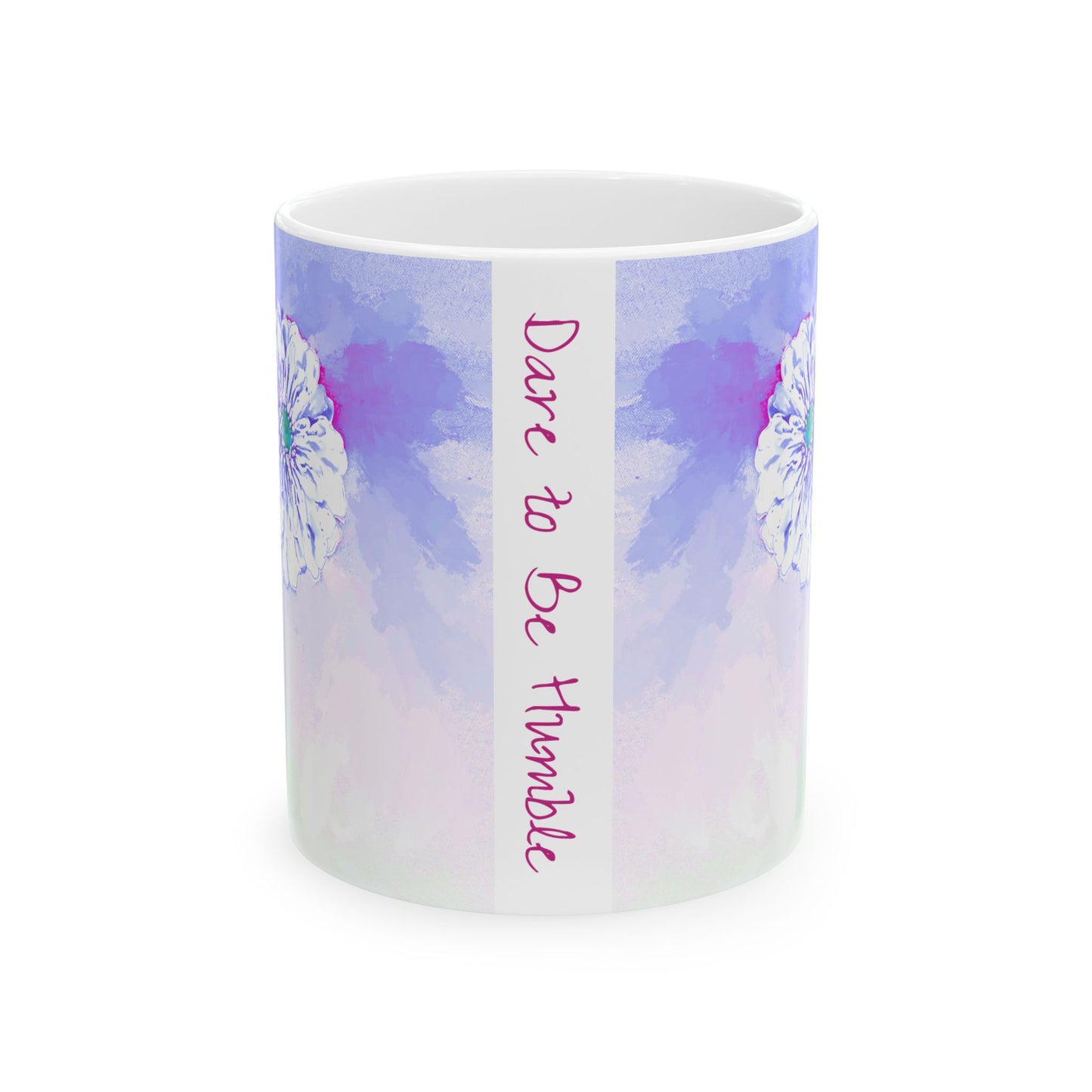 Zinnia Color Splash Mug Periwinkle “Dare to Be Humble”