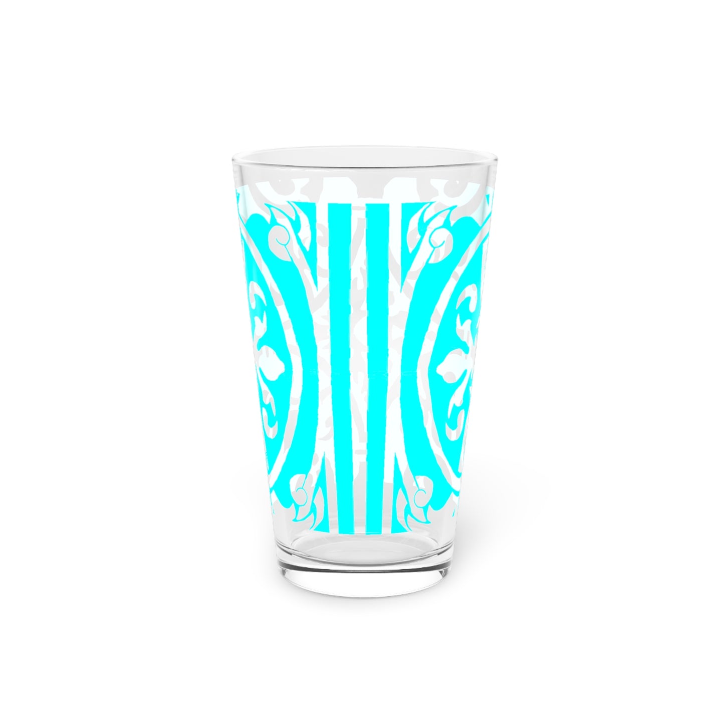 Scrollwork Pint Glass Aqua