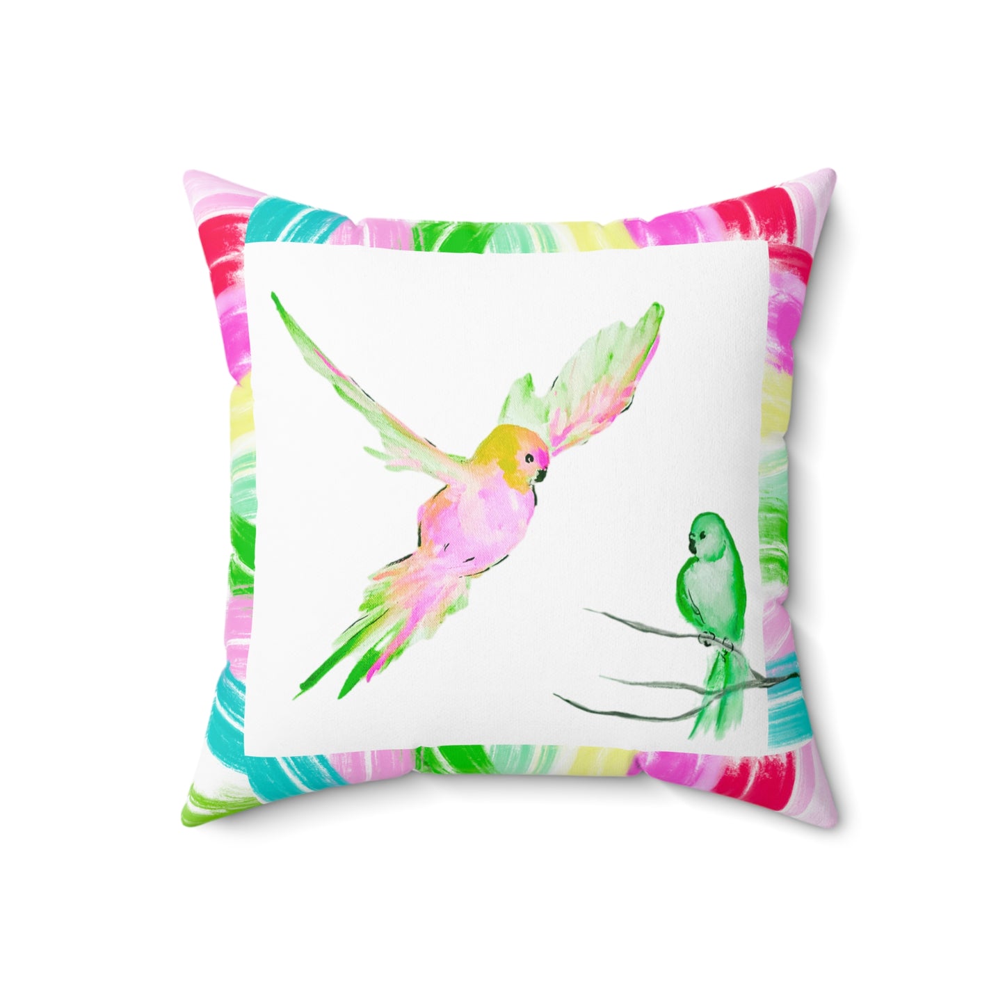 Mega Dot Polyester Square Pillow Birds