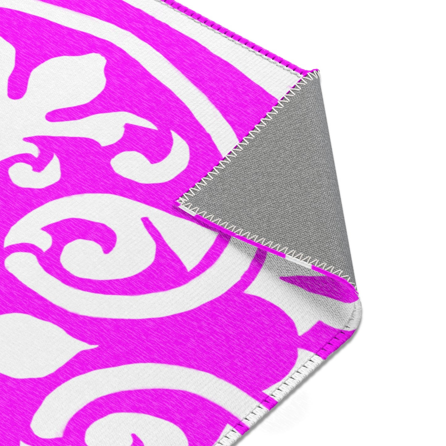 Scrollwork Indoor/Outdoor Rug Raspberry "Sola Fide..."