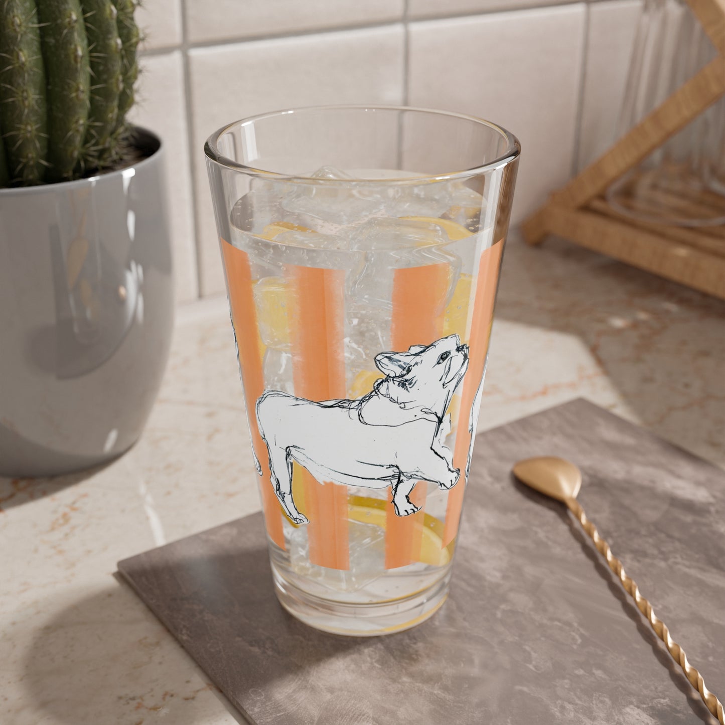 Dogi Fun Pint Glass, 16oz Frenchies