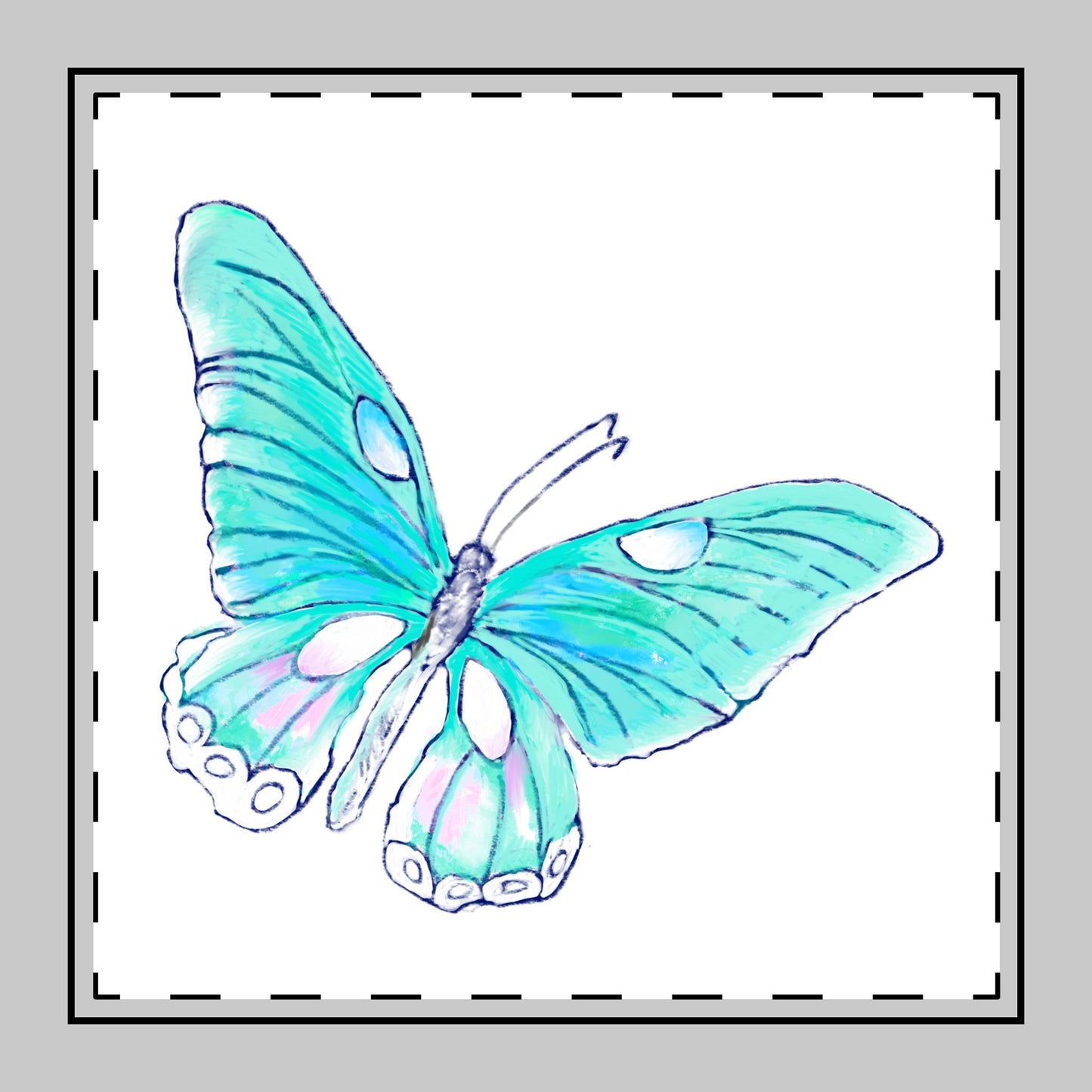 Butterfly Swing Cotton Twill Napkin, Aqua, Fabric Background Creamier White
