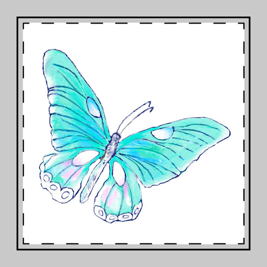 Butterfly Swing Cotton Twill Napkin, Aqua, Fabric Background Creamier White