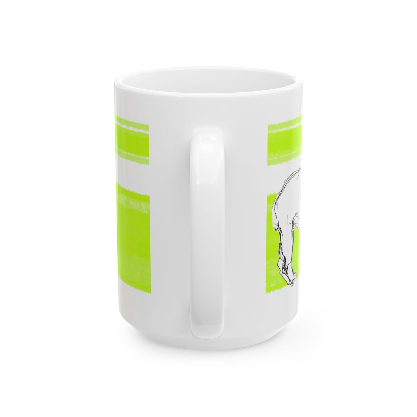 Mega Stripe Dogi Butterfly Flutter Ceramic Mug, (11oz, 15oz), Lime Bulldog