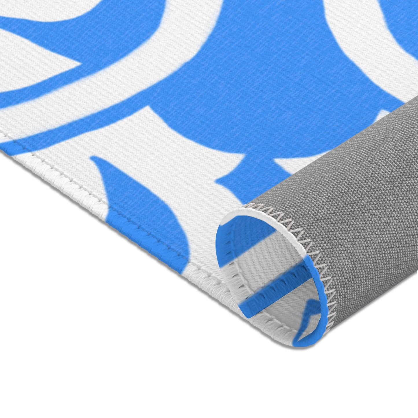 Scrollwork Indoor/Outdoor Rug Blue "Sola Fide..."