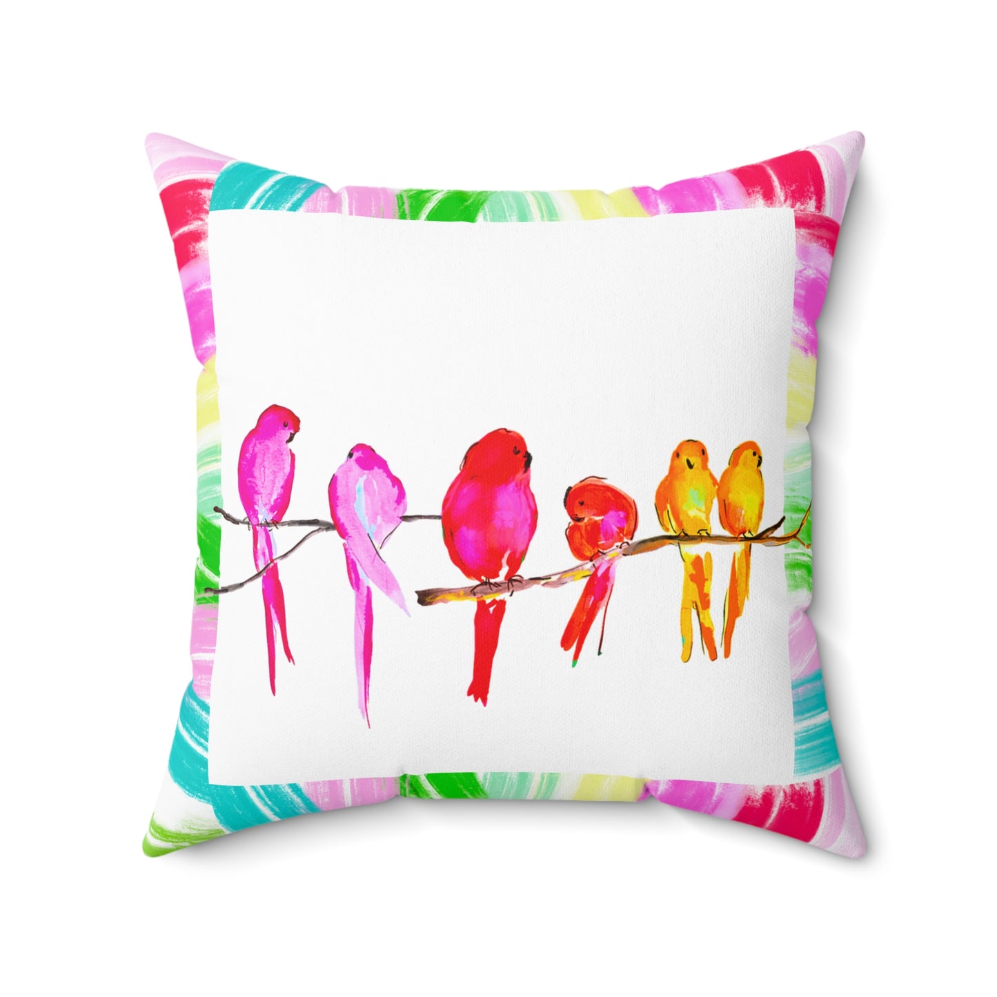 Mega Dot Polyester Square Pillow Lean not on your own understanding Birds