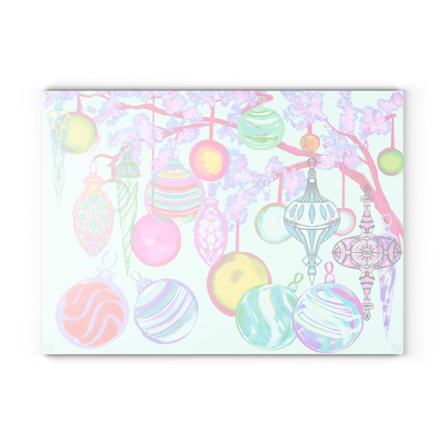 Glass Cutting Board Watercolor Landscape