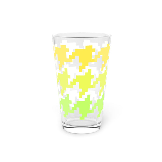 Houndstooth Fun in Yellow Pint Glass, 16oz