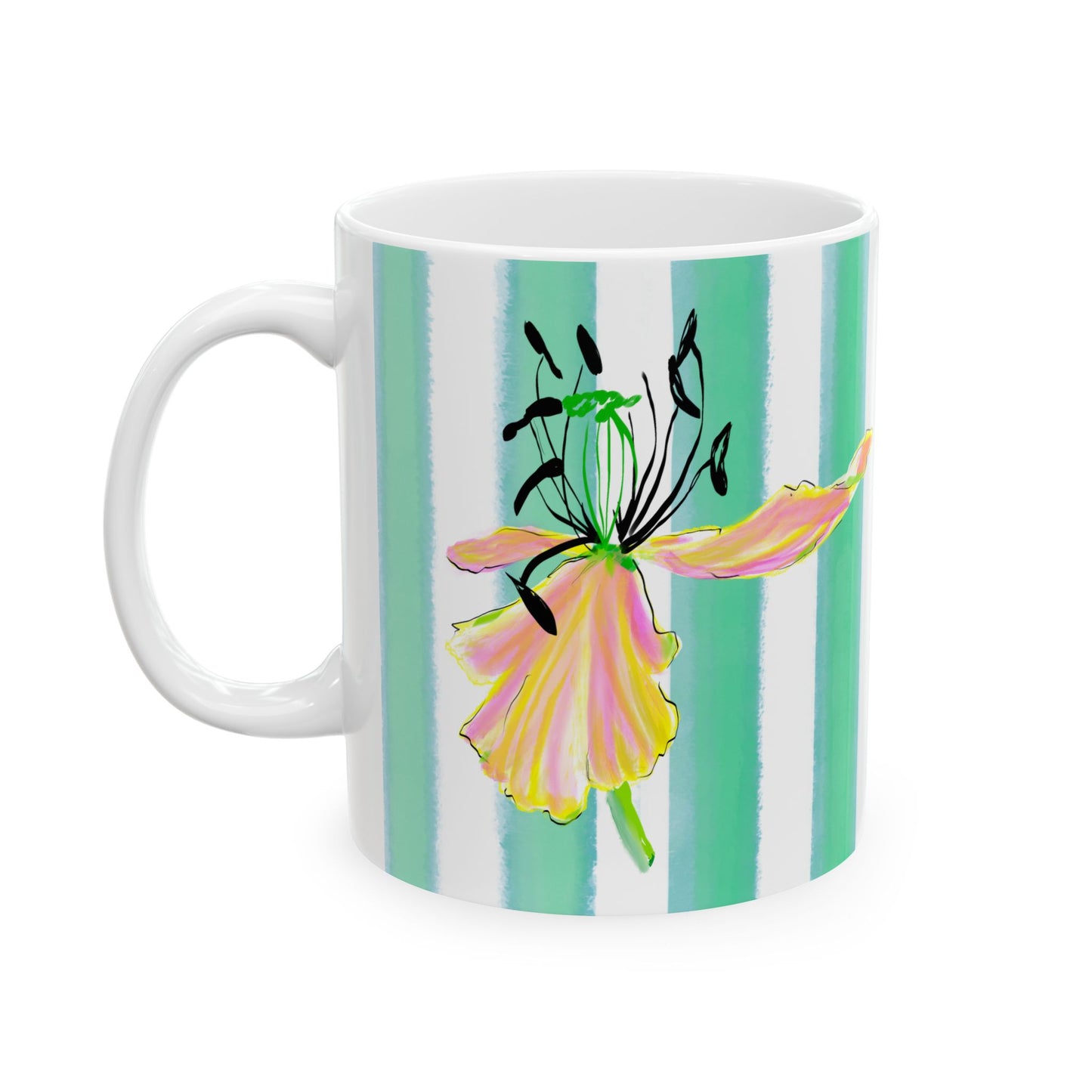Dancing Tulips Mug Blue-Green Orange