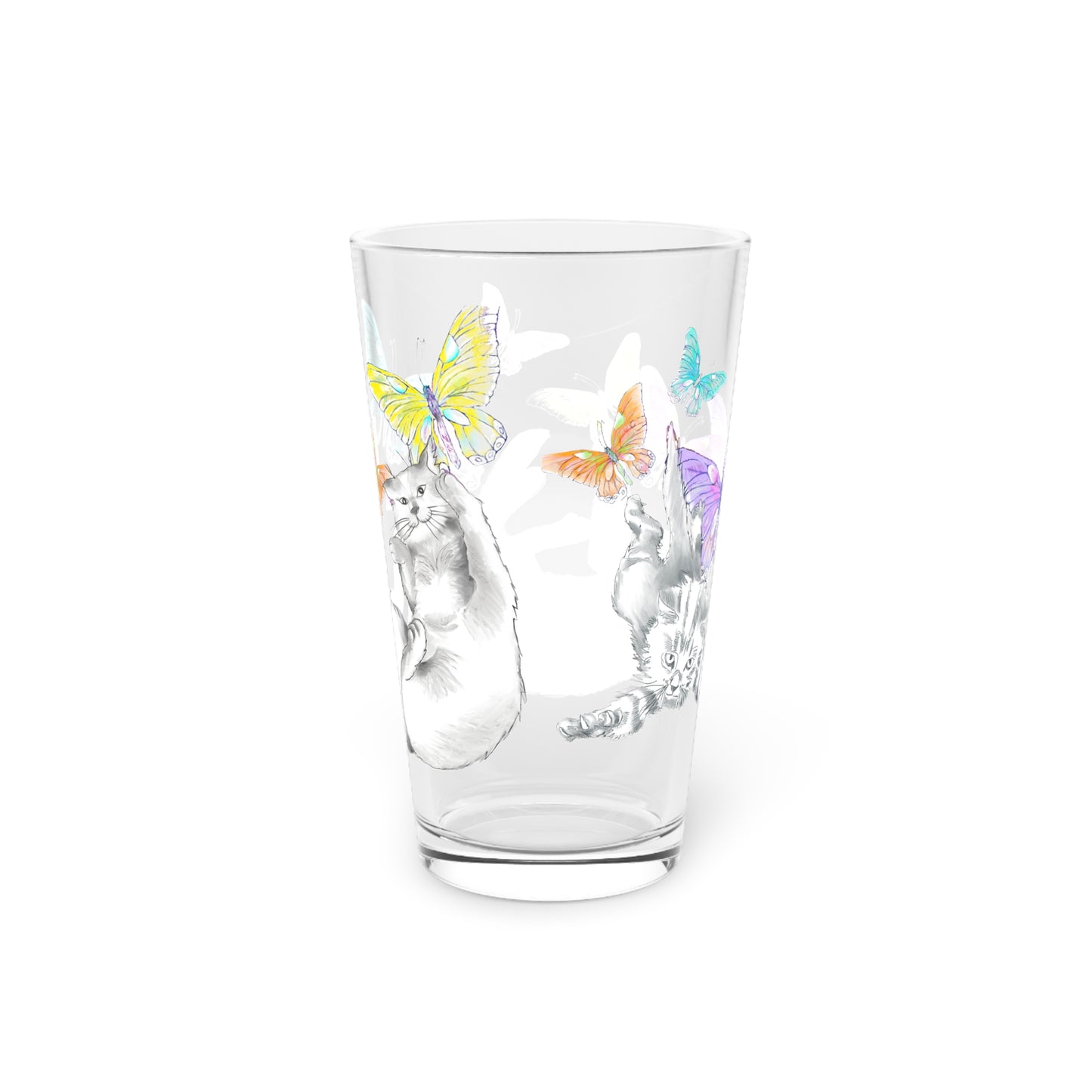 Kitty Flutter Pint Glass 16oz