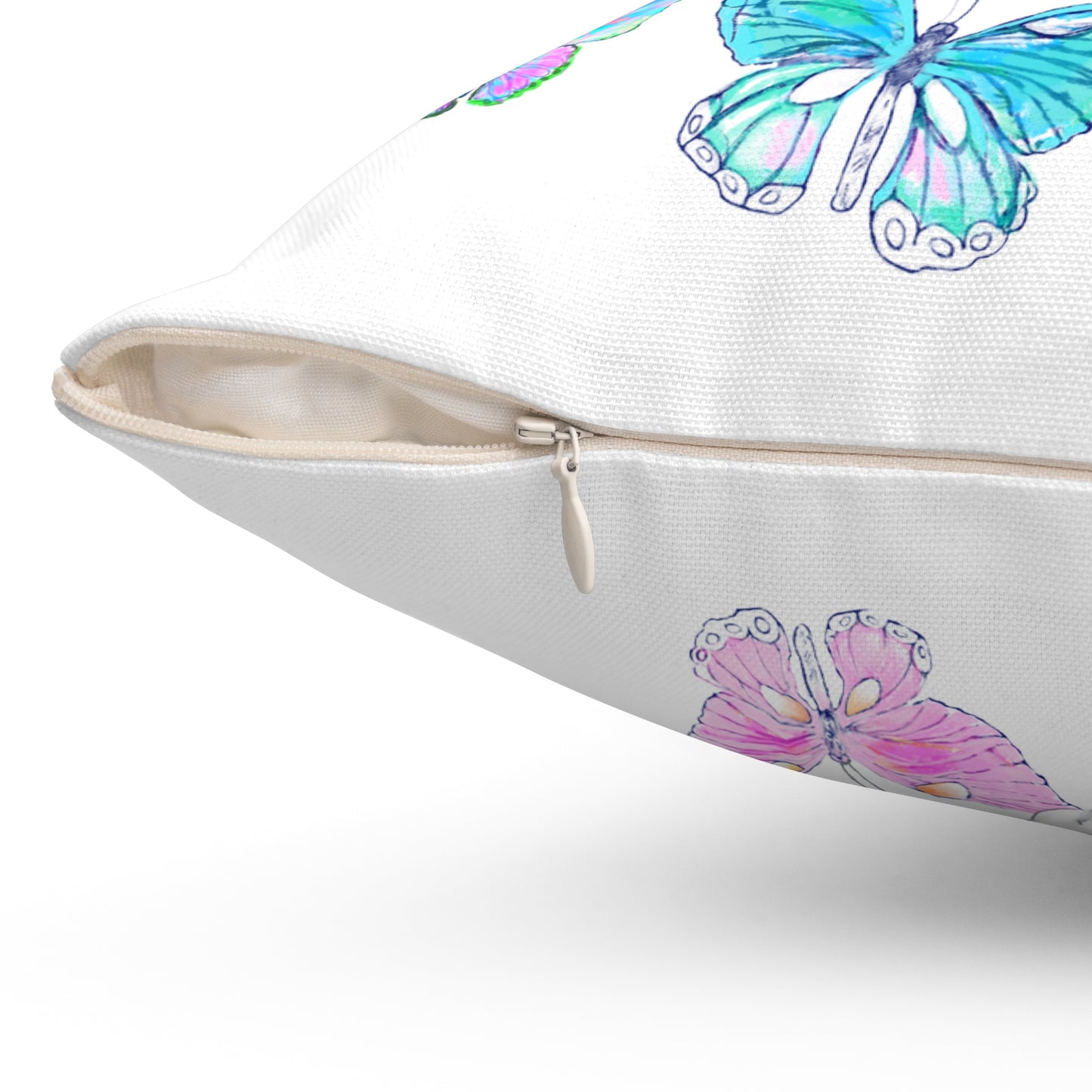 Dogi Butterfly Flutter Spun Polyester Square Pillow. Multi-Color Butterflies