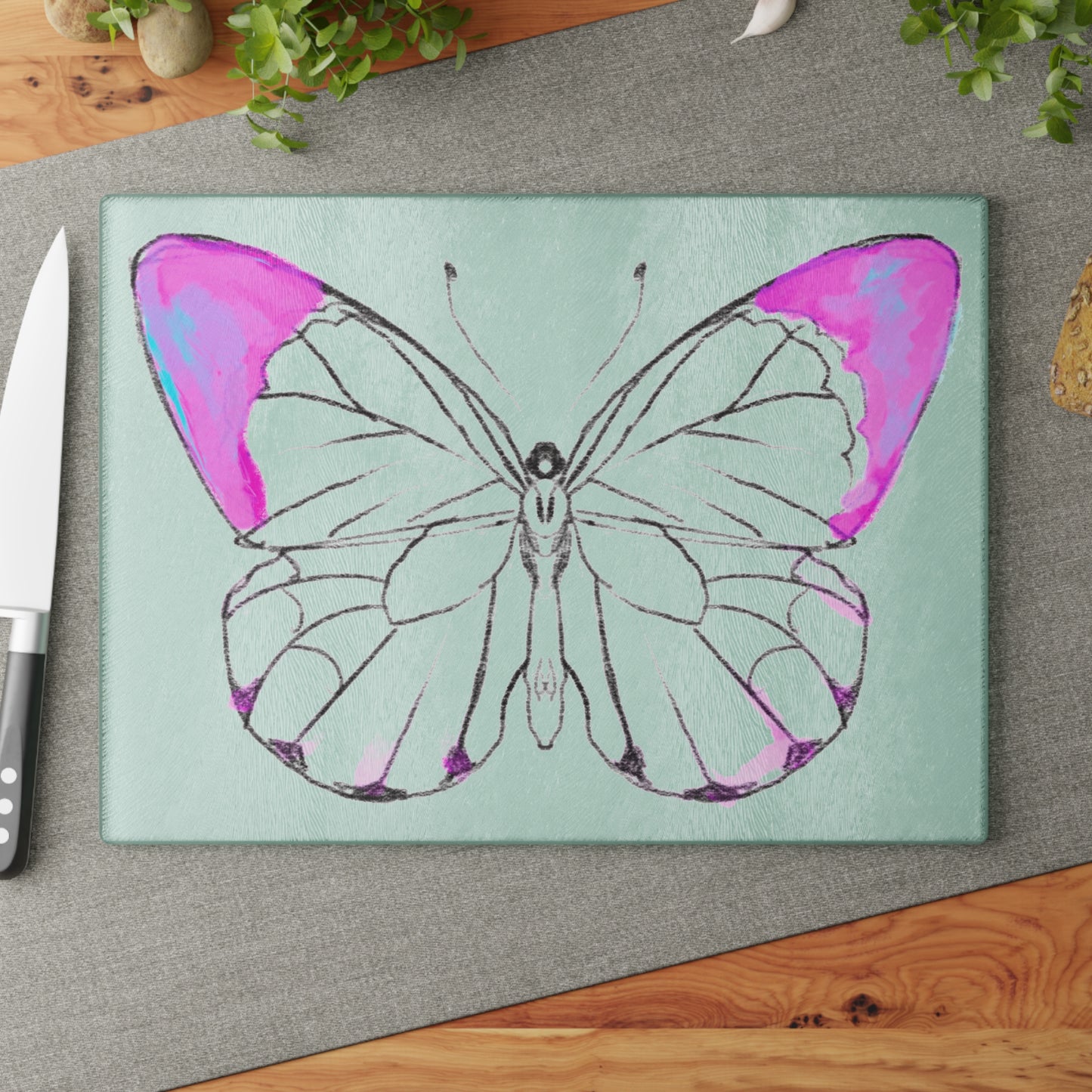 Chroma Glass Cutting Board Raspberry