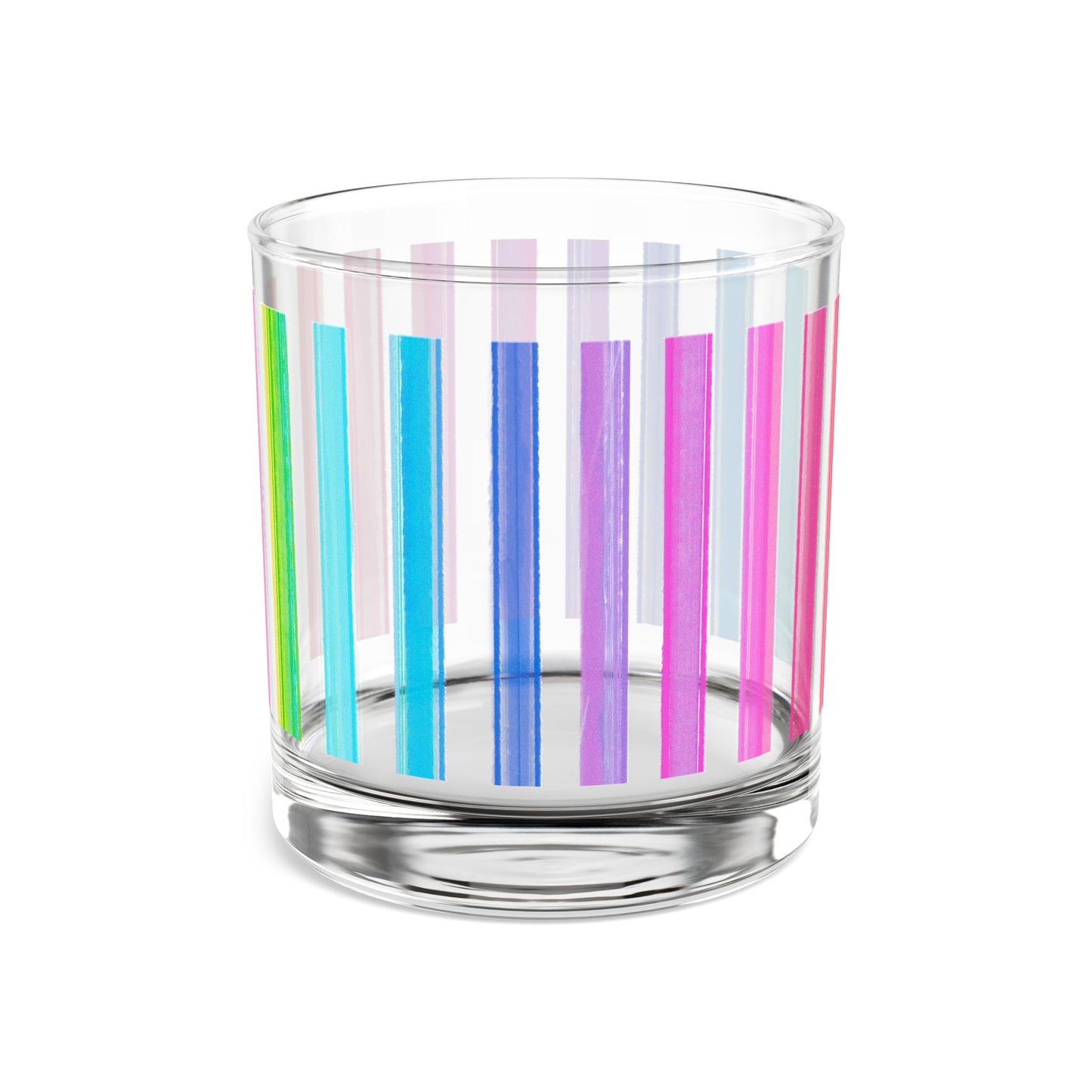 Rainbow Stripes Rocks Glass, 10oz