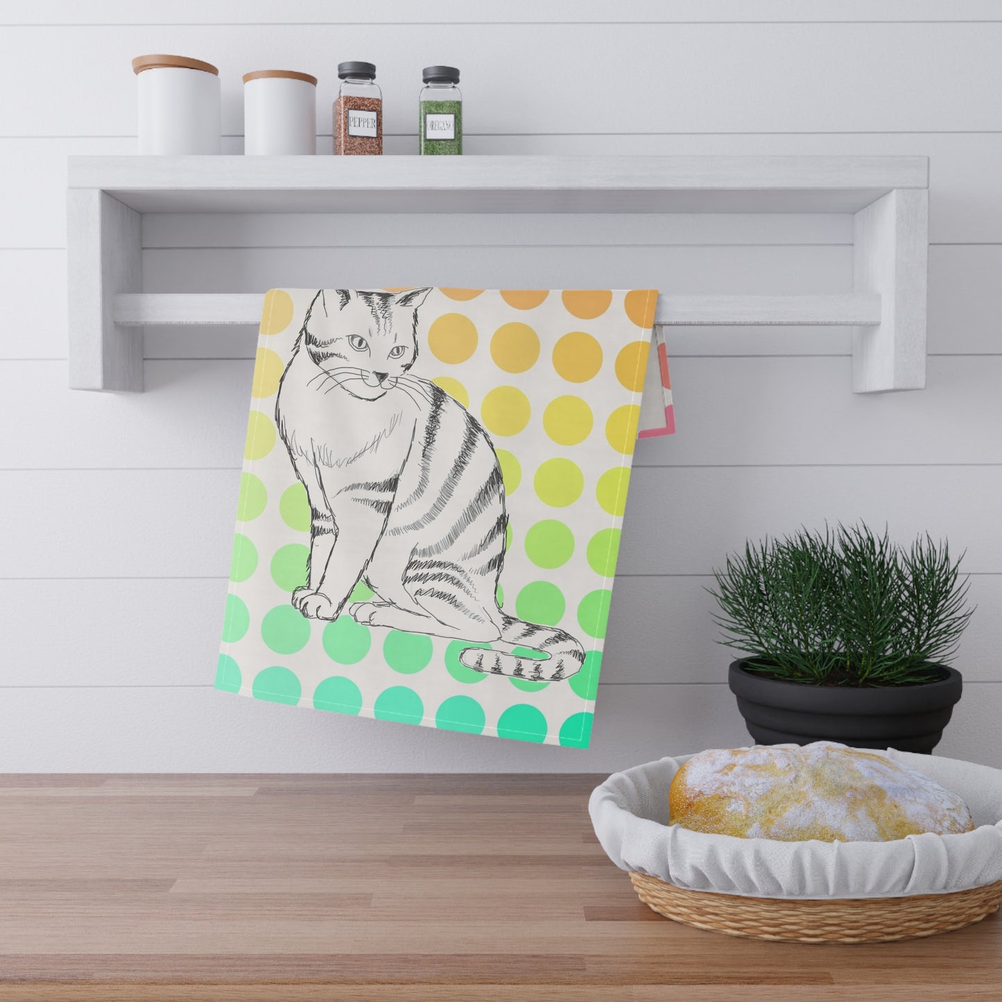 Colorful Cat Tea Towel