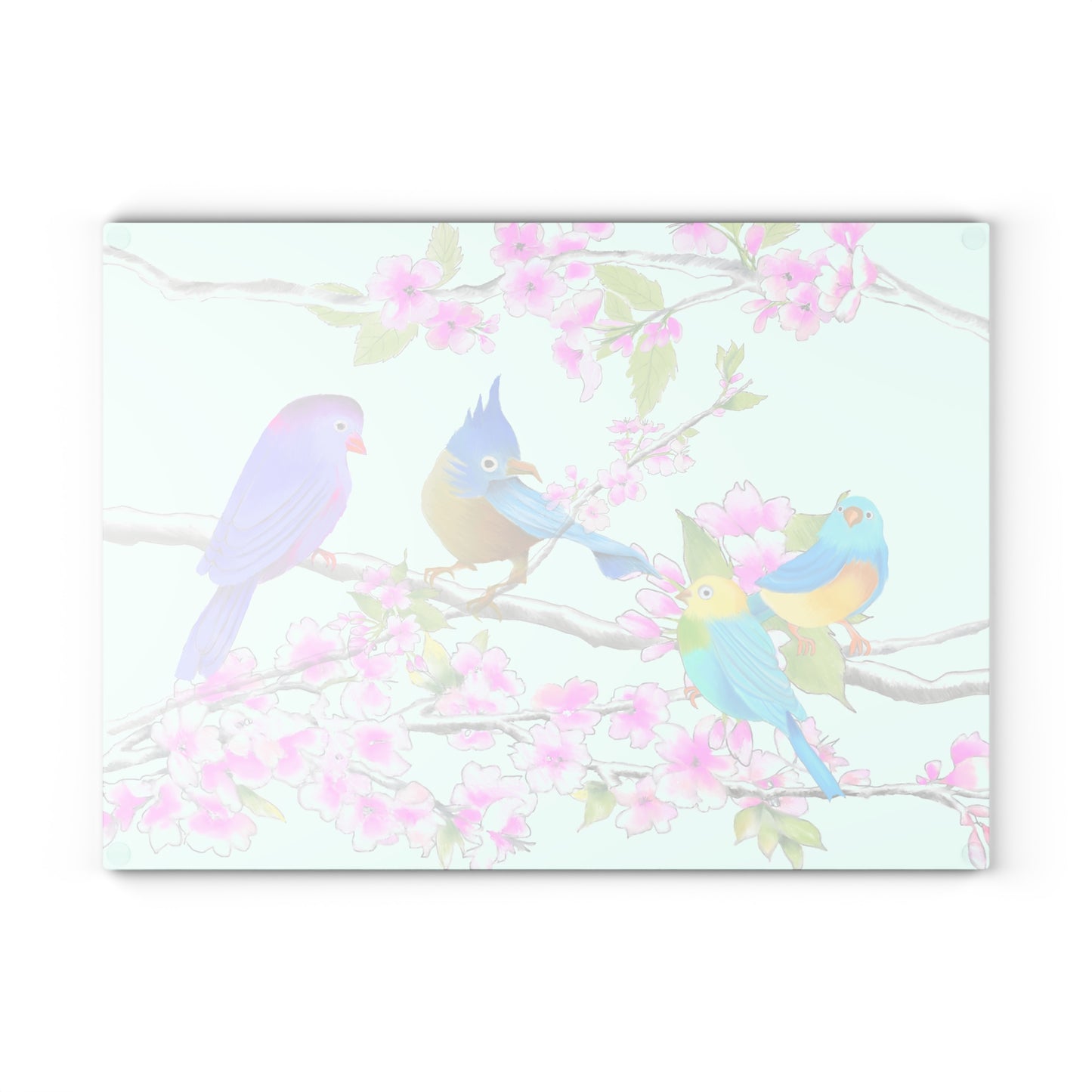 Cherry Chirp Glass Cutting Board