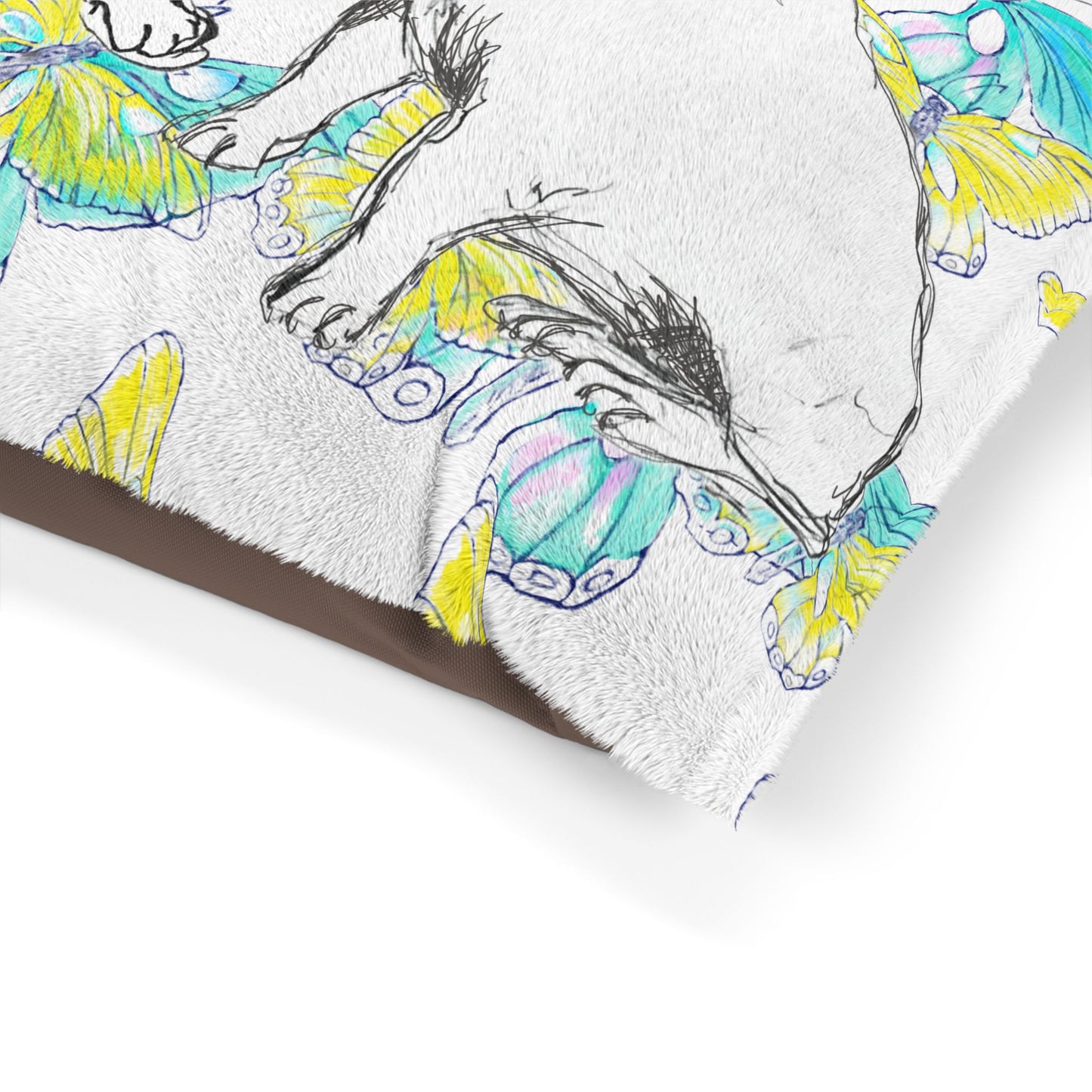Dogi Butterfly Flutter Pet Bed, Yellow and Aqua