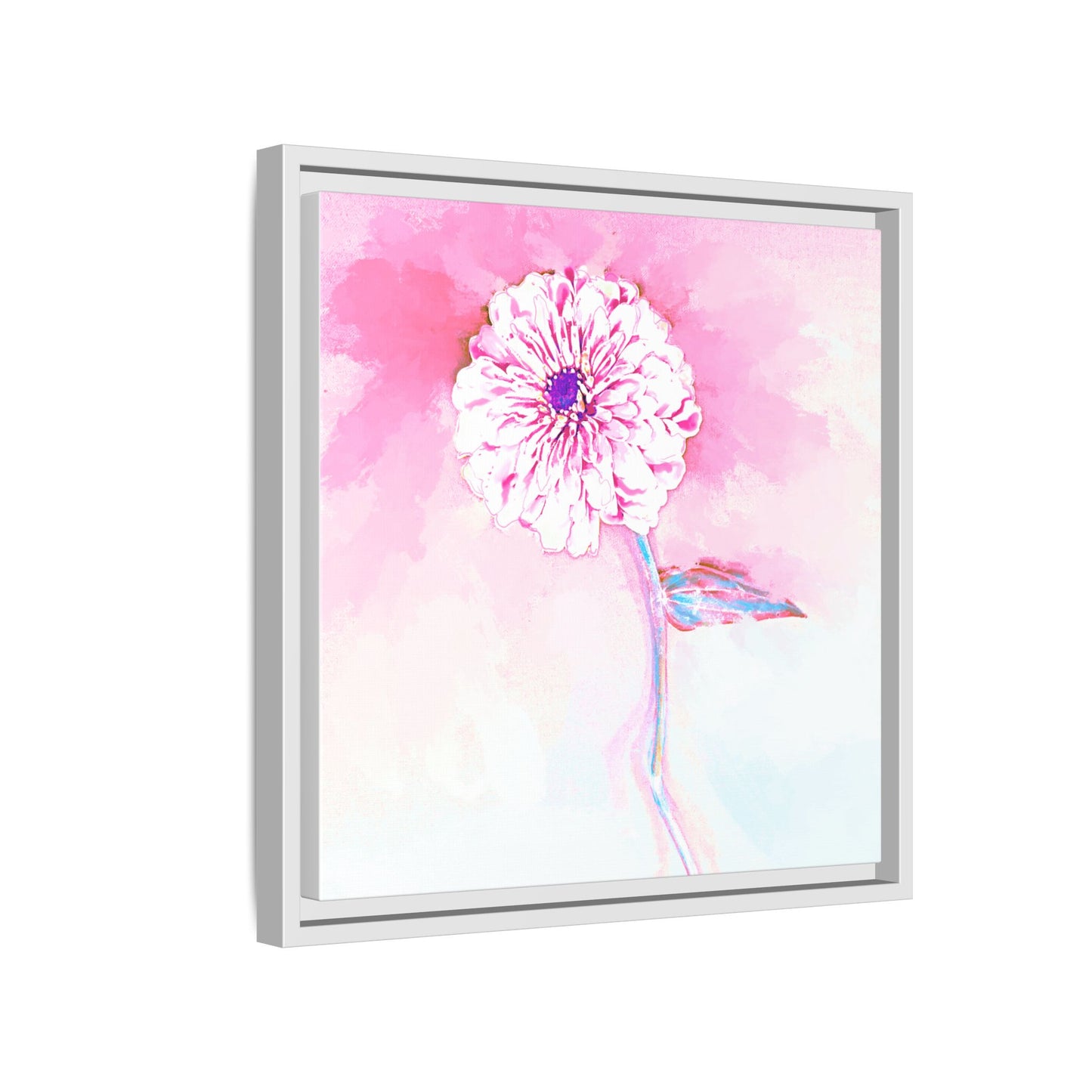 Zinnia Color Splash Matte Canvas Light Pink Framed