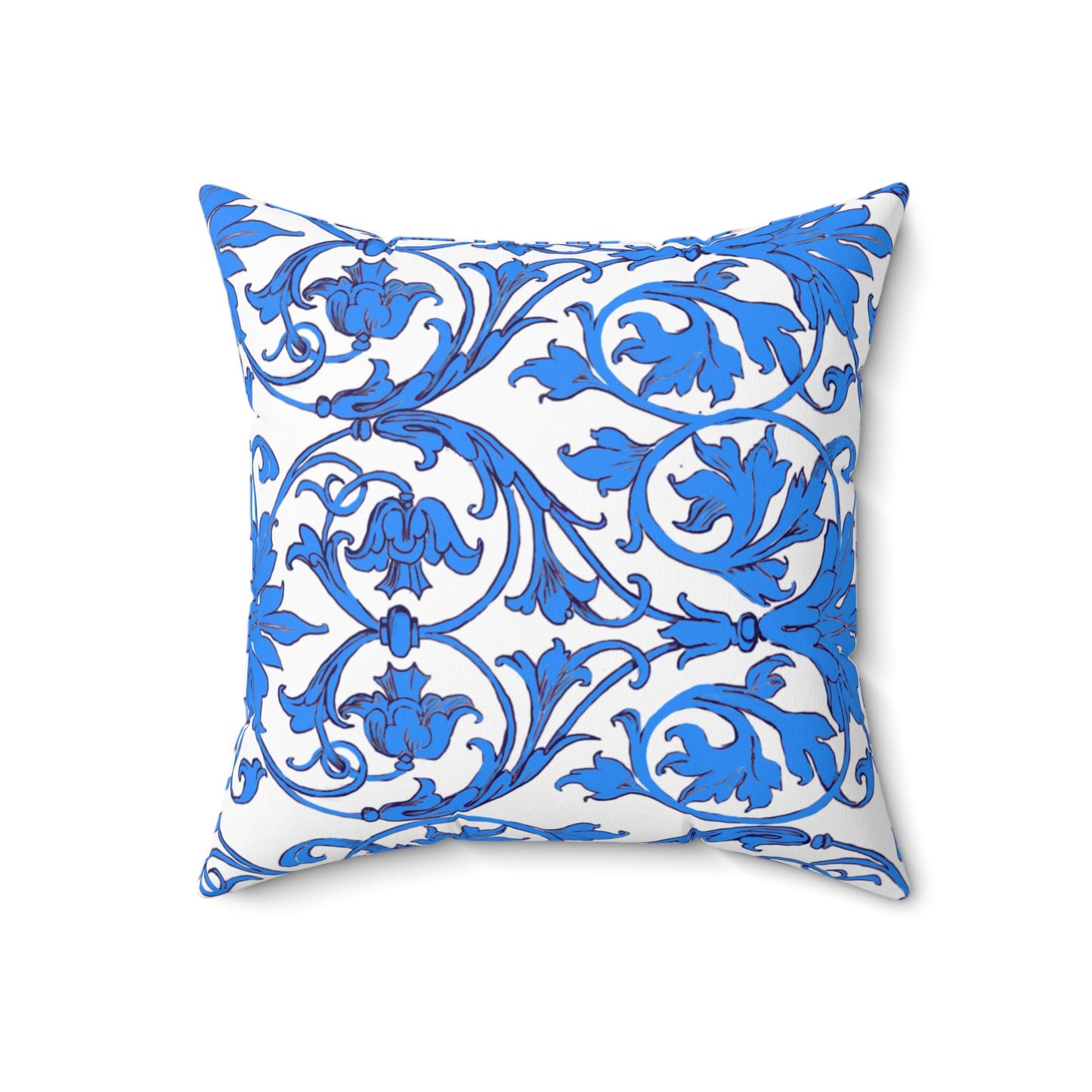 Scrollwork Polyester Square Pillow "Love the Lord..."