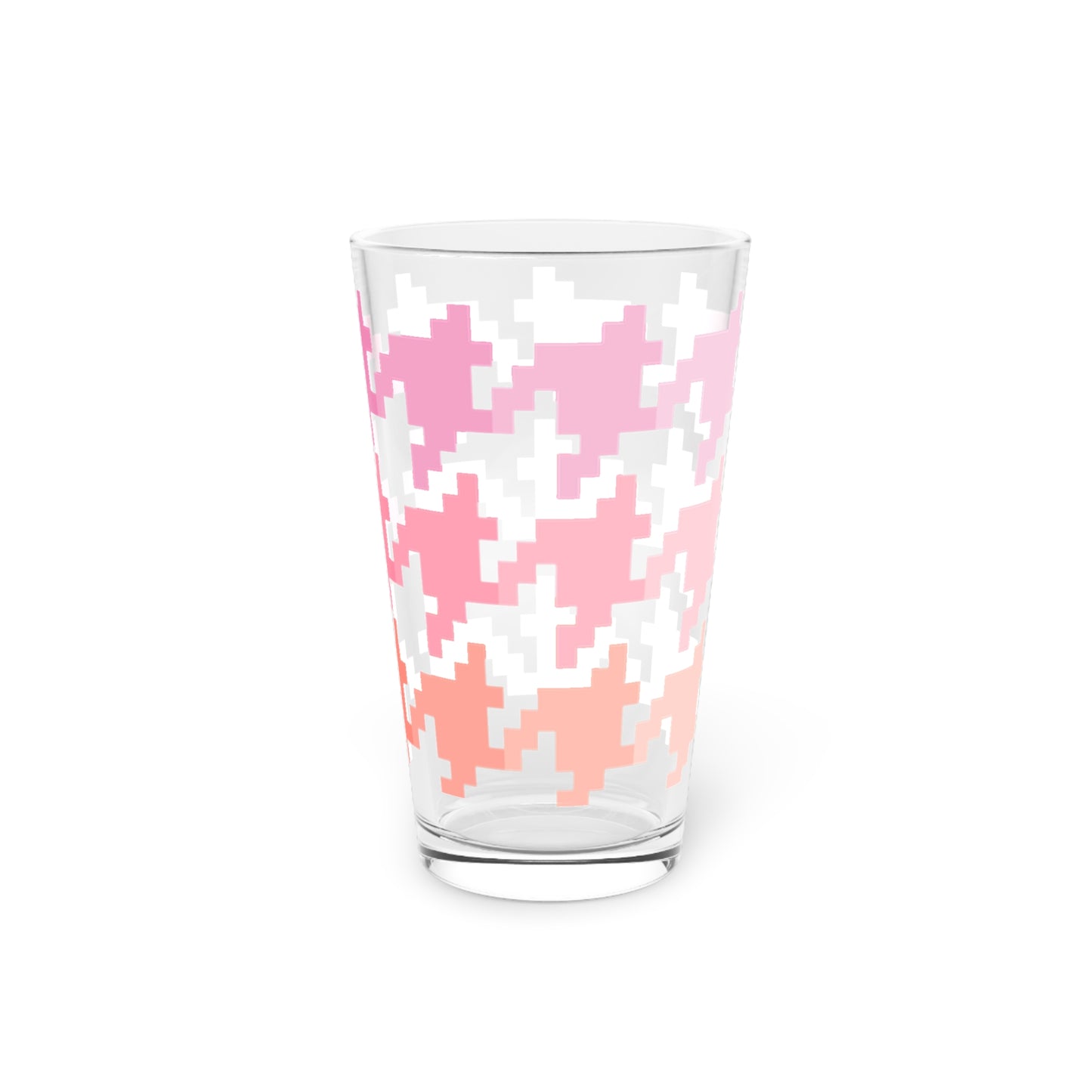 Houndstooth Fun in Pink Pint Glass, 16oz