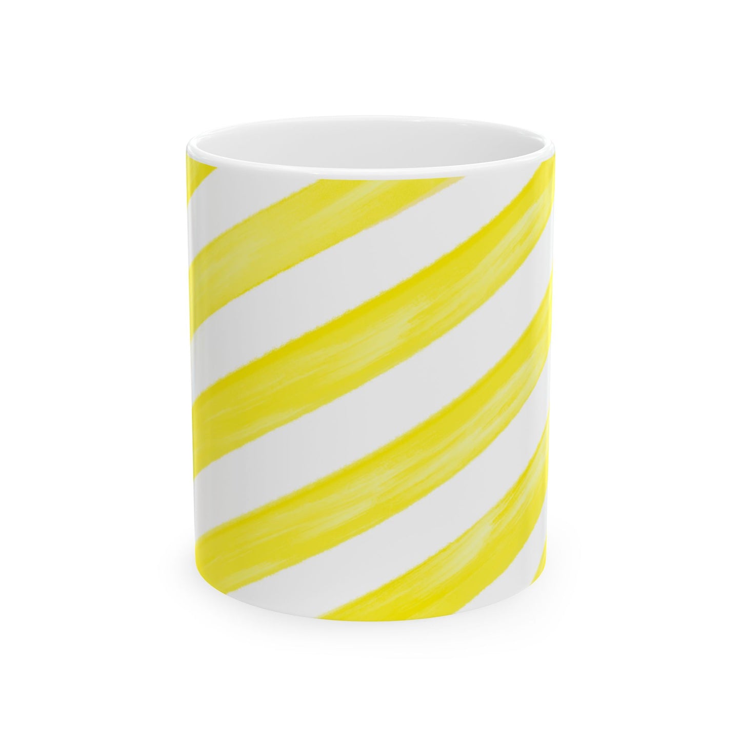 Diagonal Stripe Ceramic Mug in Medium Yellow, 11oz
