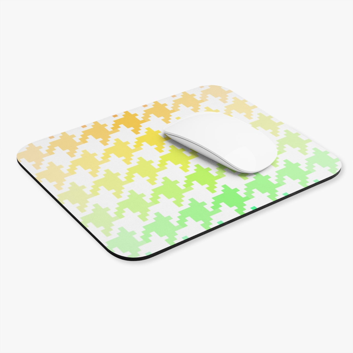 Houndstooth Fun in Green and Orange Mouse Pad