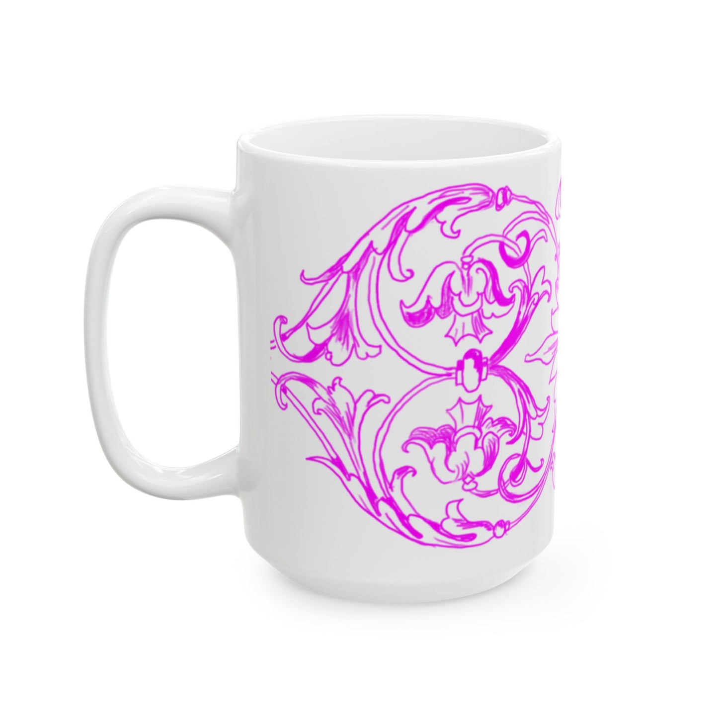 Scrollwork Ceramic Mug Raspberry