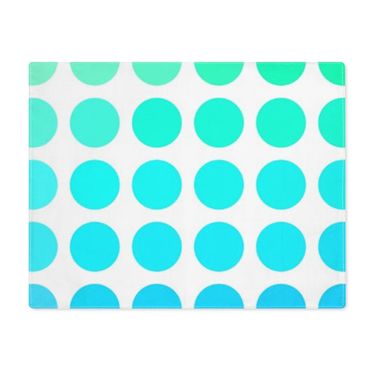 Polka Dot Joy Cotton Twill Placemat, Aqua/Blue, Creamy White Fabric Background