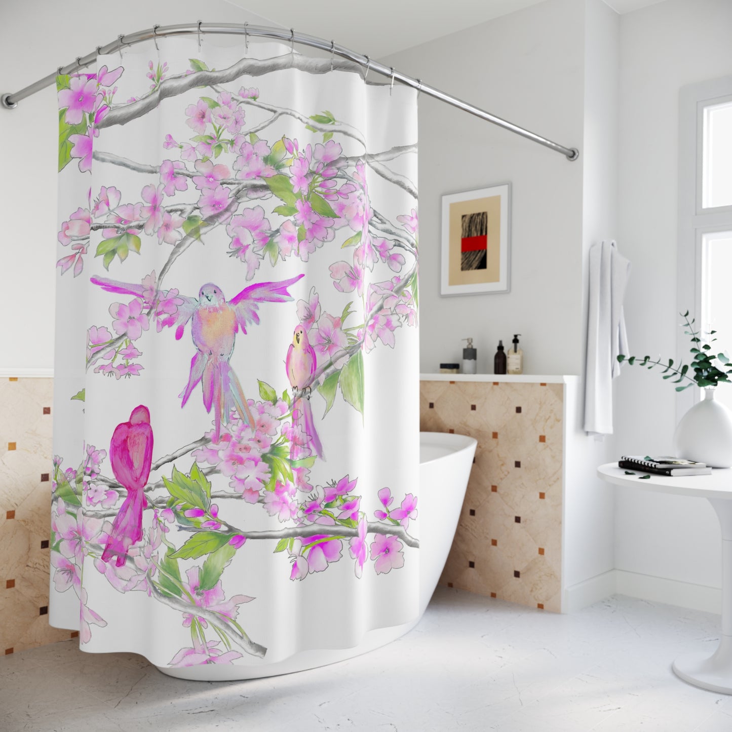 Shower Curtains Cherry Chirp