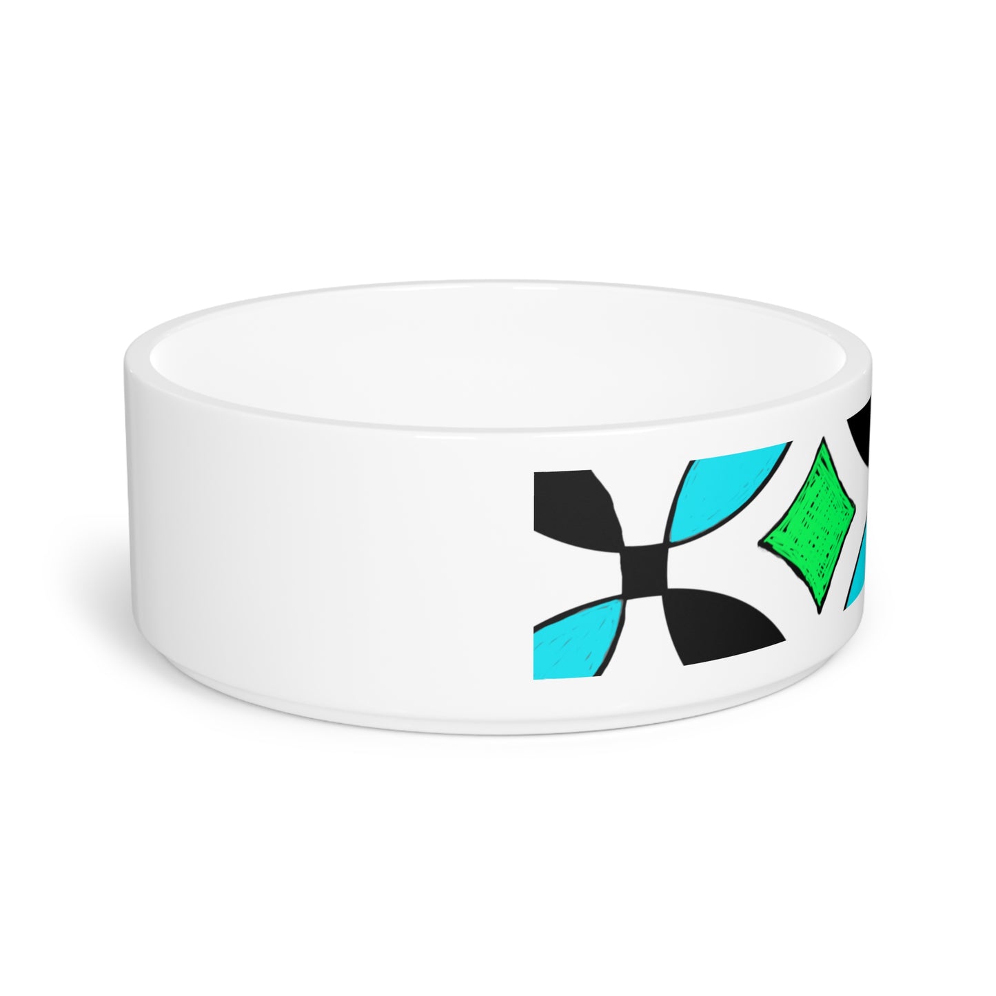 Pet Bowls Vintage Tile Green, Aqua and Black