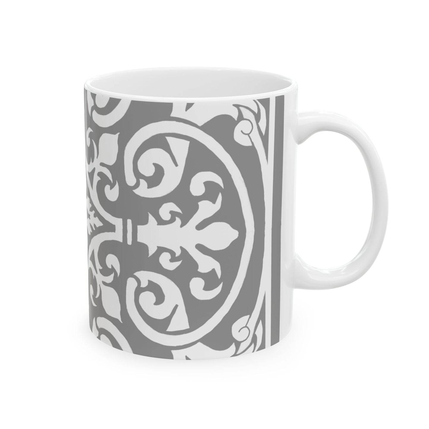 Scrollwork Ceramic Mug Gray