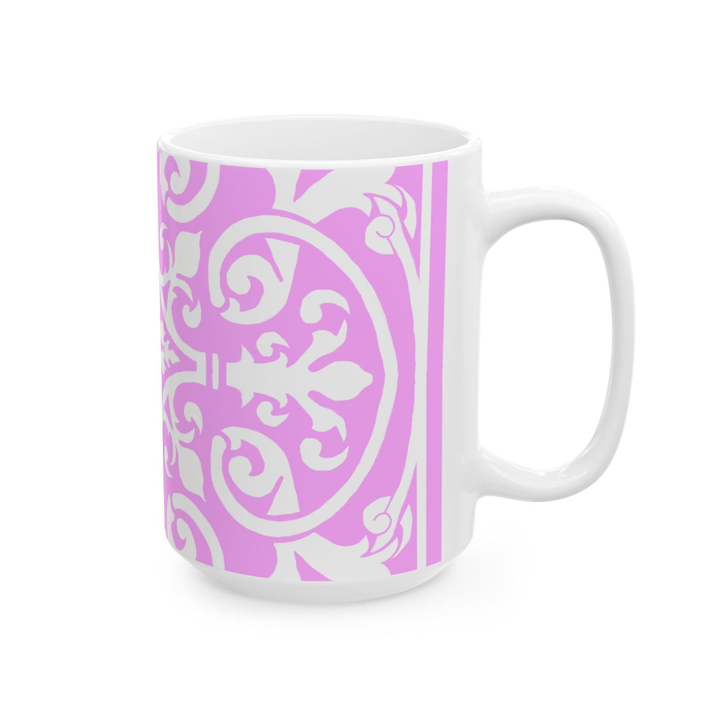 Scrollwork Ceramic Mug Pink