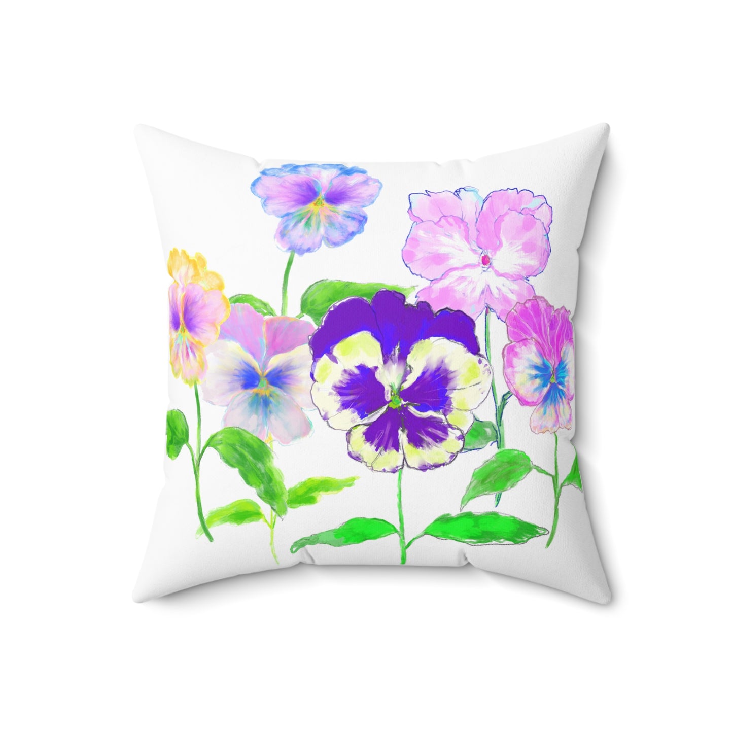 Flower Fun Spun Polyester Square Pillow