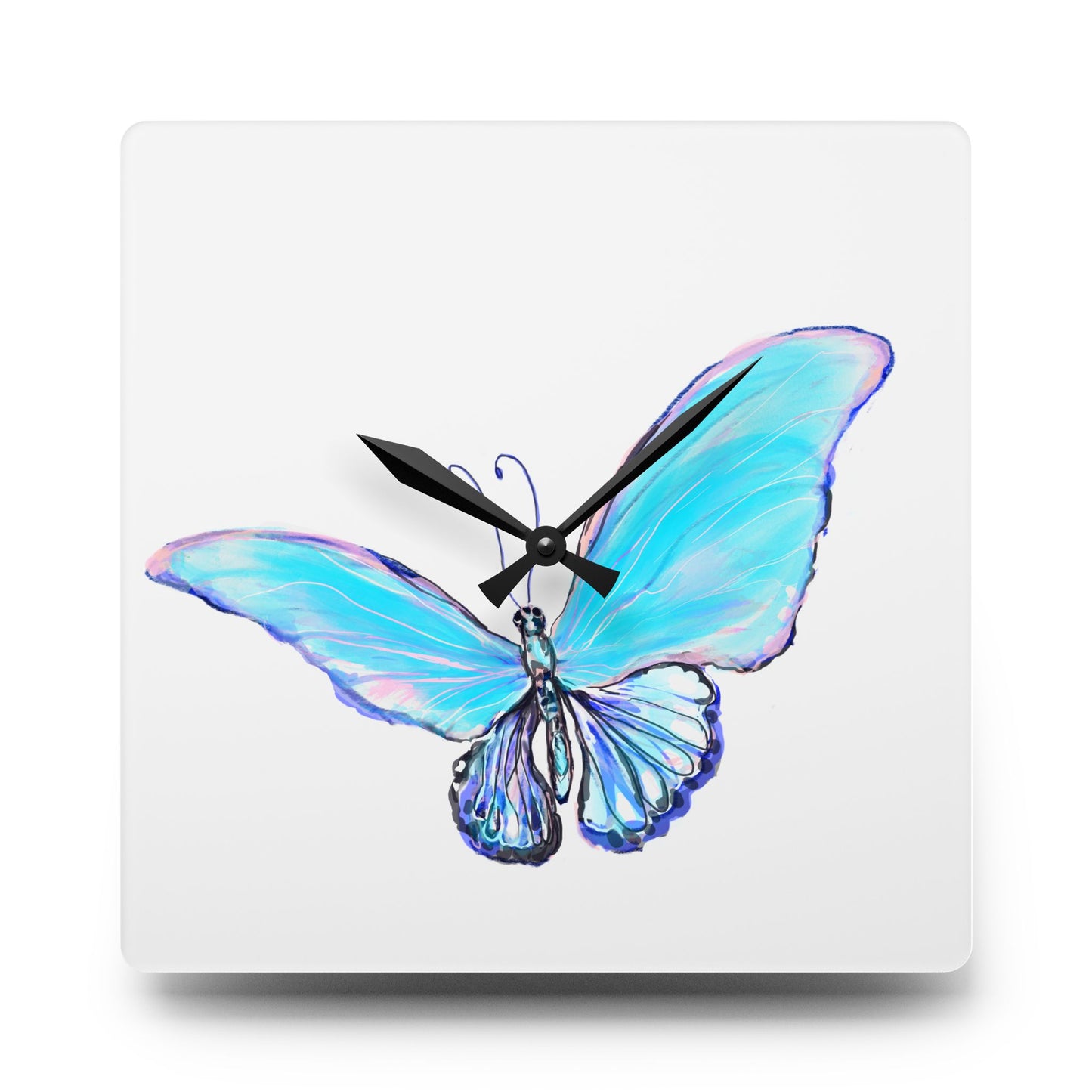 Blossom Glide Acrylic Clock Blue